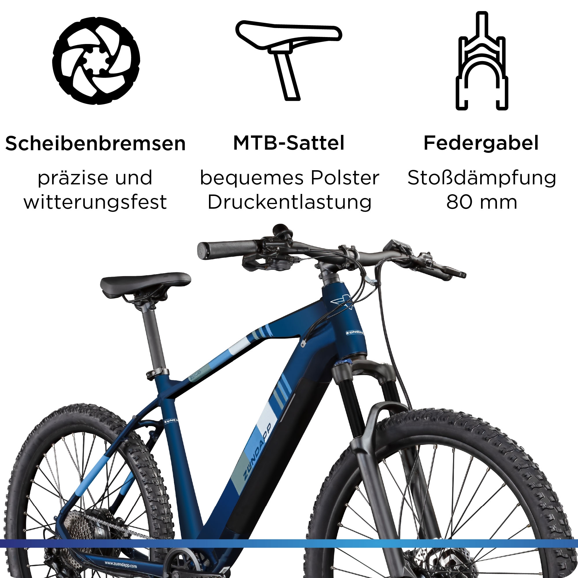 Zündapp »Z808« 10 Gang Shimano Deore RD-T6000 Schaltwerk Kettenschaltung Heckmotor 250 W