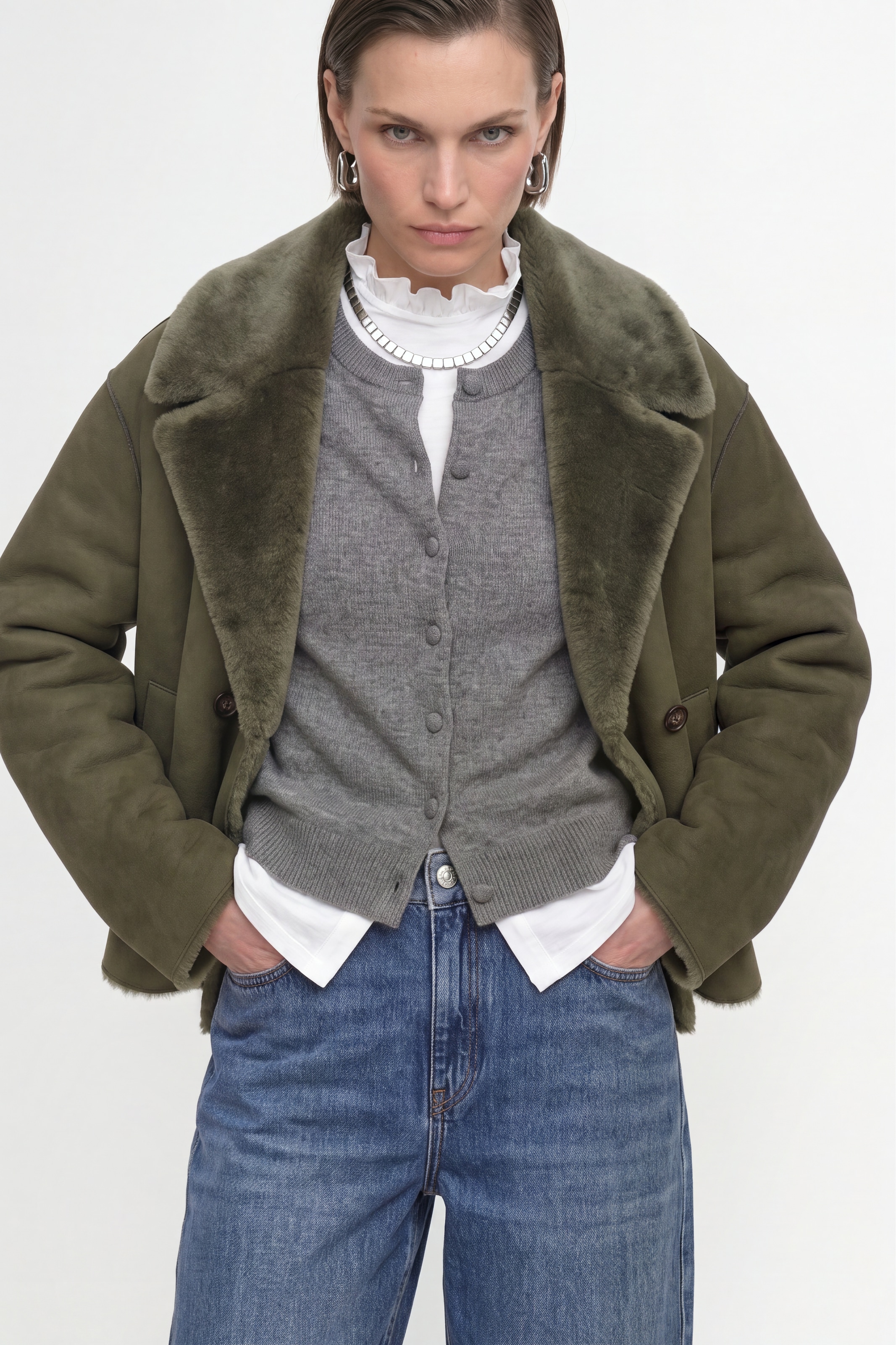 RICHROYAL Fellimitatjacke ohne Kapuze Regular fit mit Reverskragen