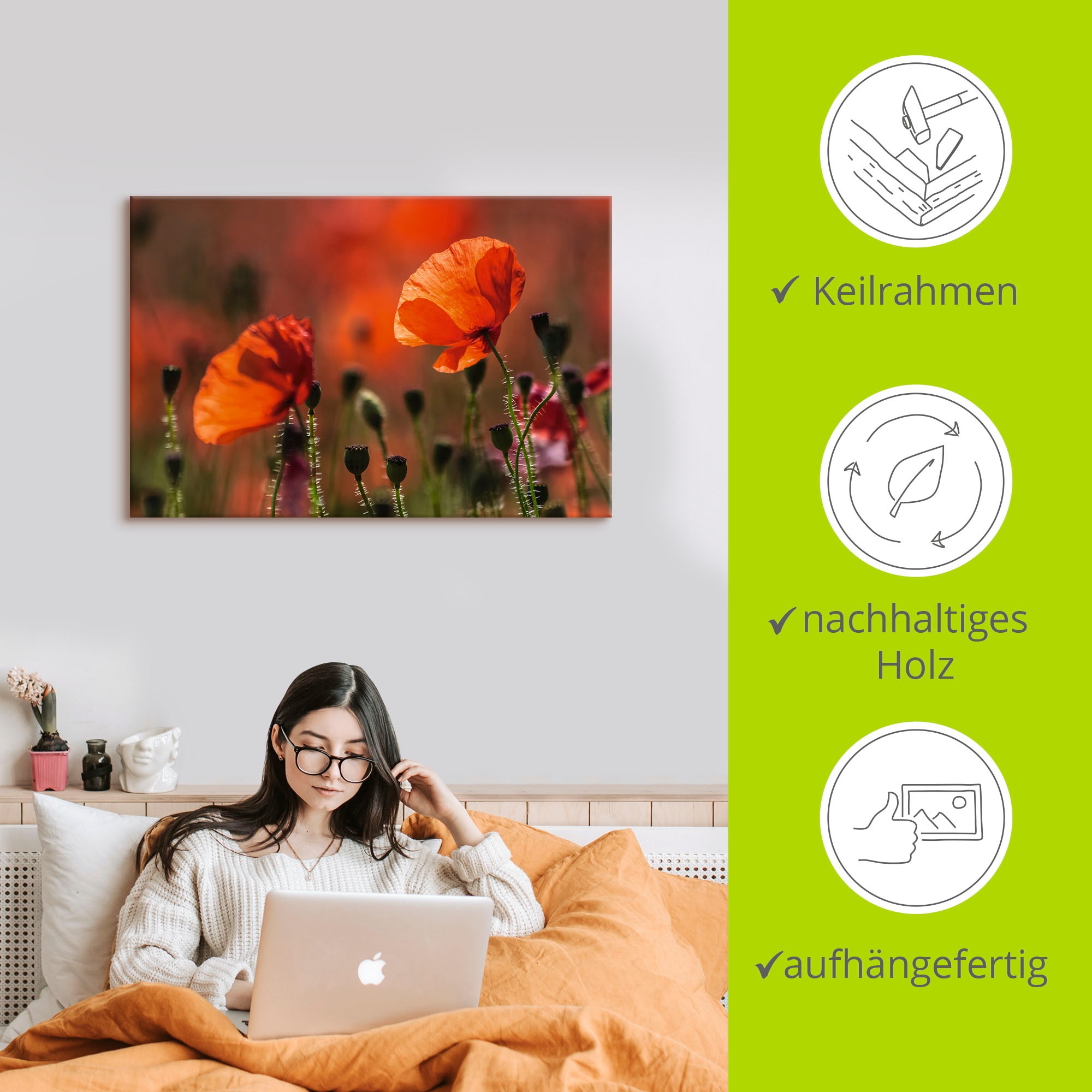 Artland Wandbild »Rote Mohnblumen in der Provence«, Blumenbilder, (1 St.), als Leinwandbild, Poster in verschied. Größen