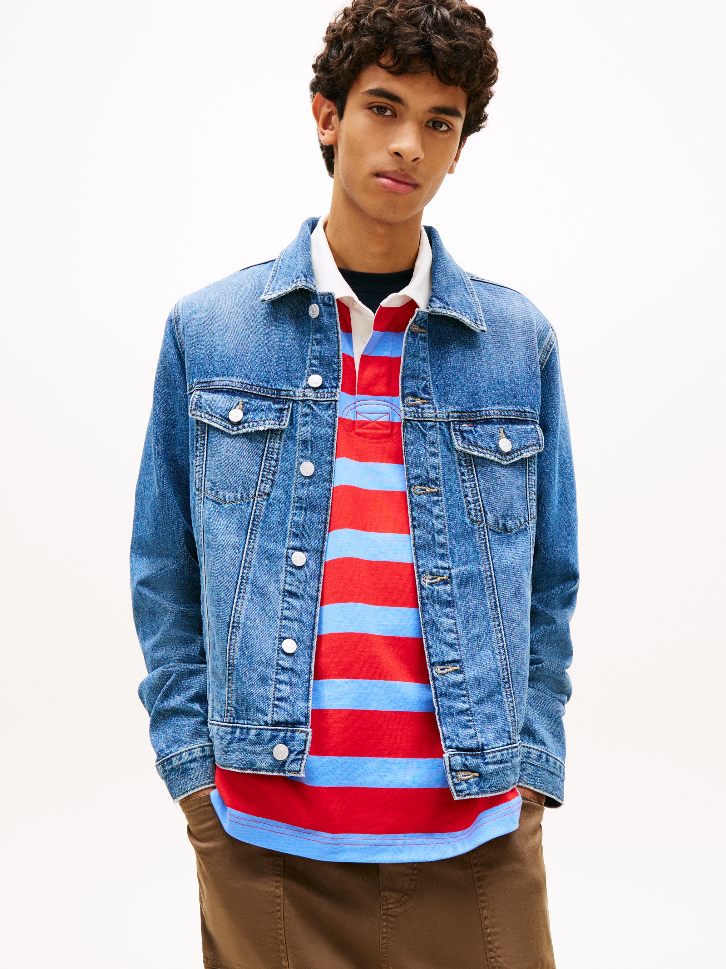 Tommy Jeans Jeansjacke "RYAN REGULAR JACKET" ohne Kapuze Regular fit mit Taschen
