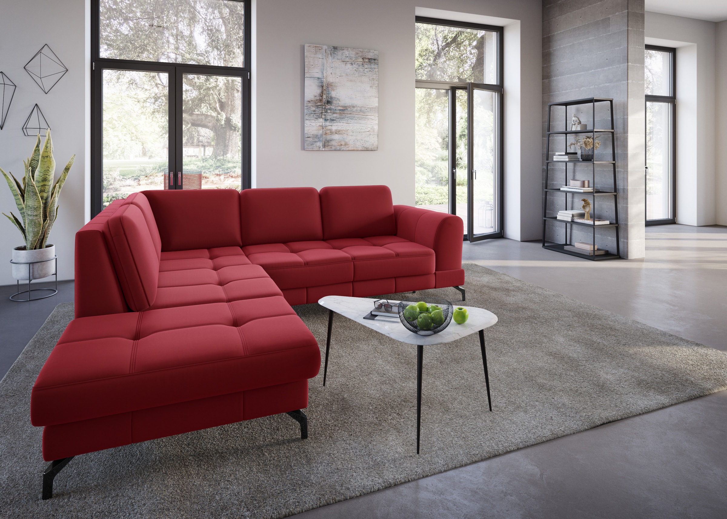 sit&more Ecksofa »Bendigo L-Form«, inklusive Sitztiefenverstellung, Bodenfreiheit 12 cm, in 2 Fußfarben