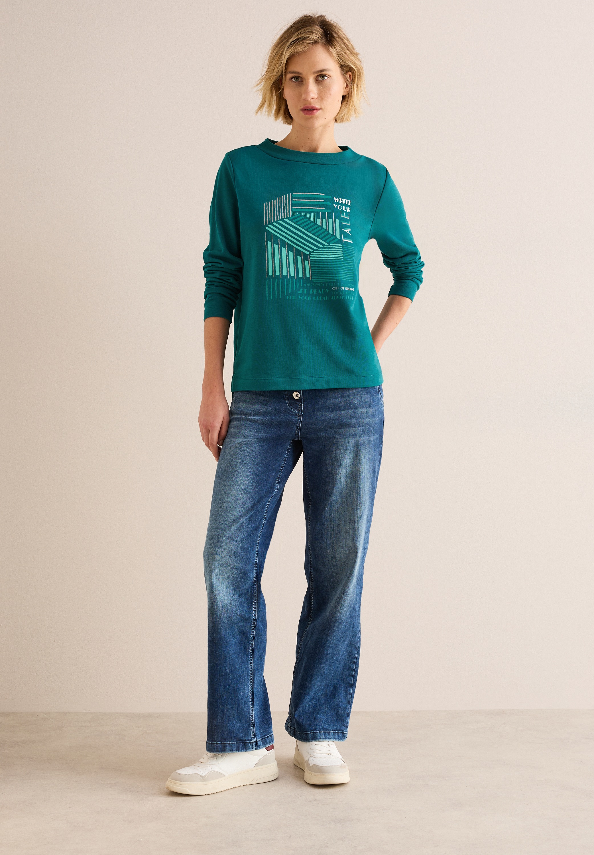 Cecil Langarmshirt, aus Baumwolle mit Stretchante
