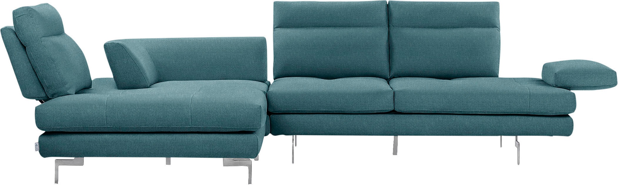 CALIA ITALIA Ecksofa »Toby Wing, L-Form, Designsofa mit sensationellem Sitzkomfort«, Sitztiefenverstell.,wahlw. mit Kissen-Set, Füße chrom glänzend