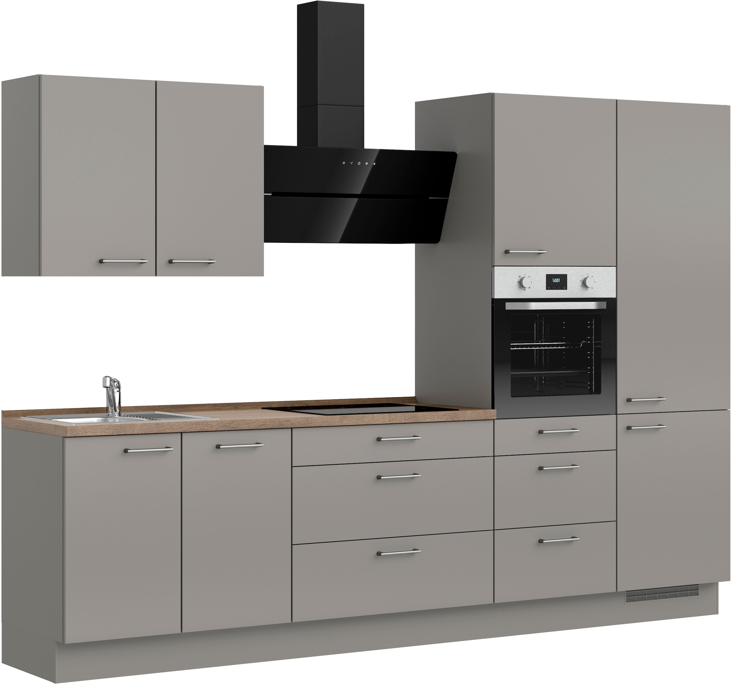 nobilia® Küchenzeile »"Laser II"«, vormontiert, Ausrichtung wählbar, Breite 300 cm, wahlw. mit E-Geräten