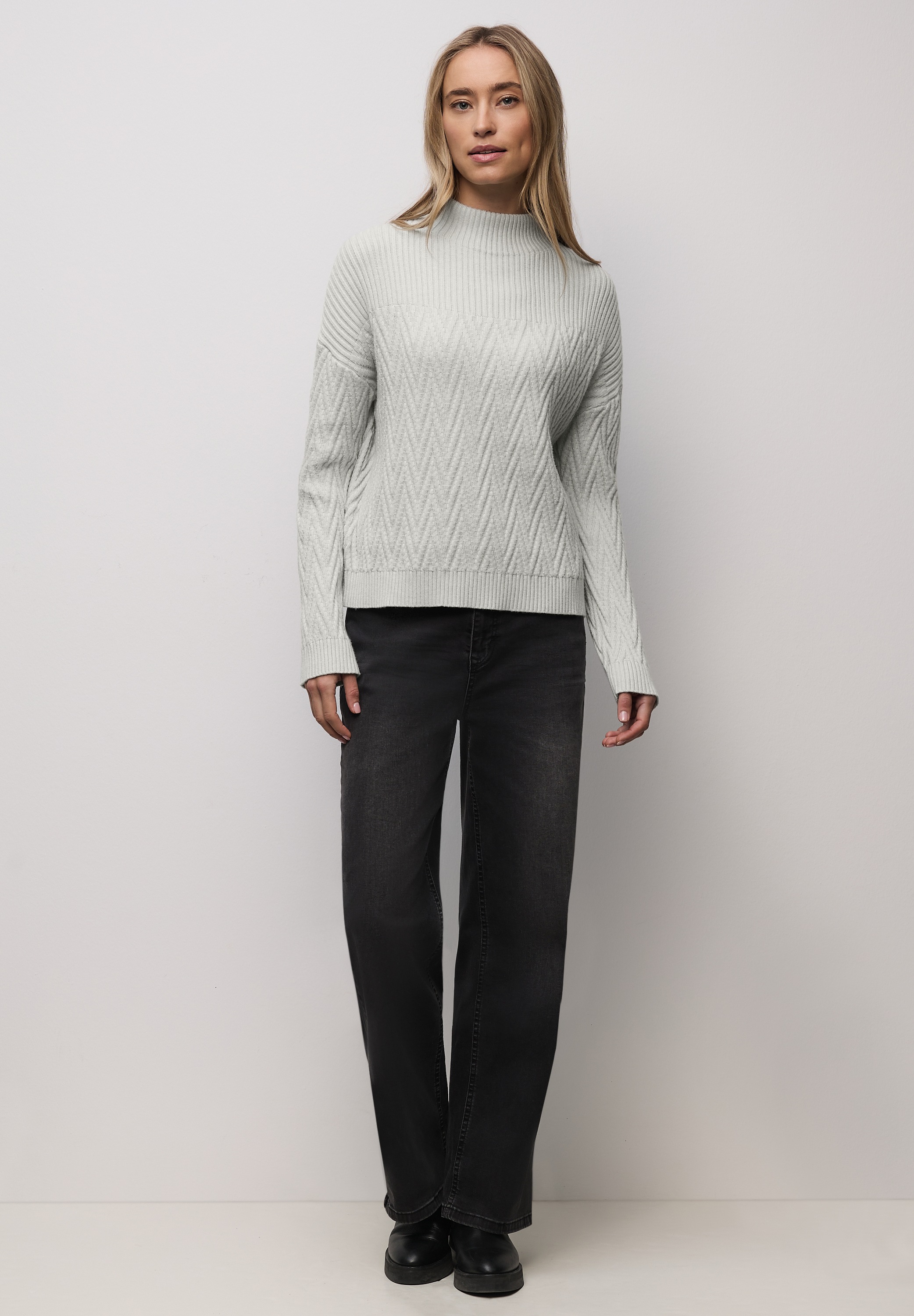 STREET ONE Strickpullover mit Materialmix