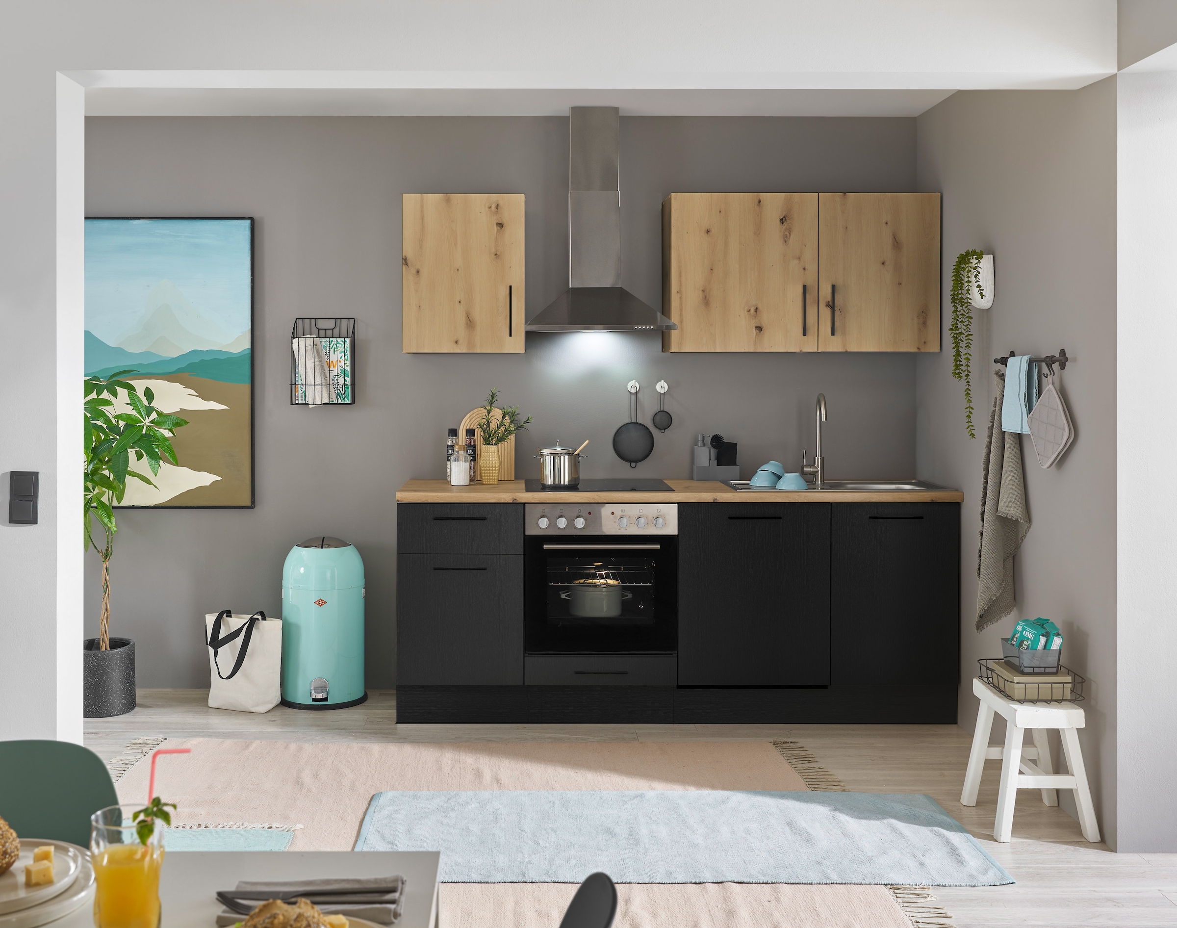 BASIC by Balculina Küchenzeile »Turin«, Breite 220 cm, wahlweise mit E-Geräten
