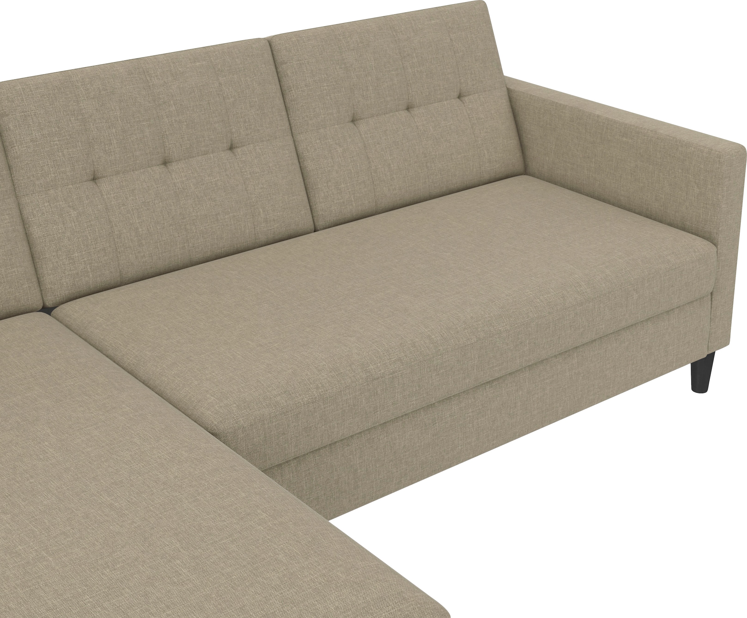 Dorel Home Ecksofa »Hartford, L-Form,«, mit Bettfunktion und Stauraum, Recamiere beidseitig montierbar