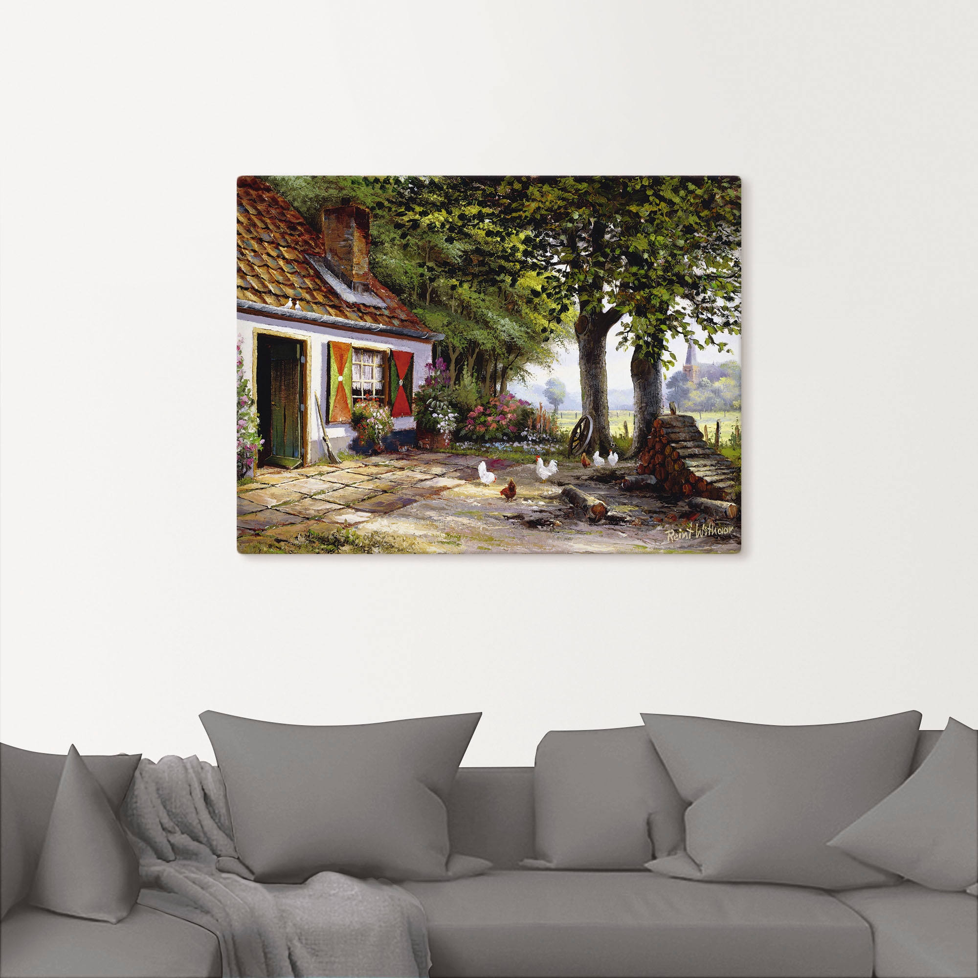 Artland Wandbild "Hühner auf dem Hof", Garten, (1 St.), als Leinwandbild, P günstig online kaufen