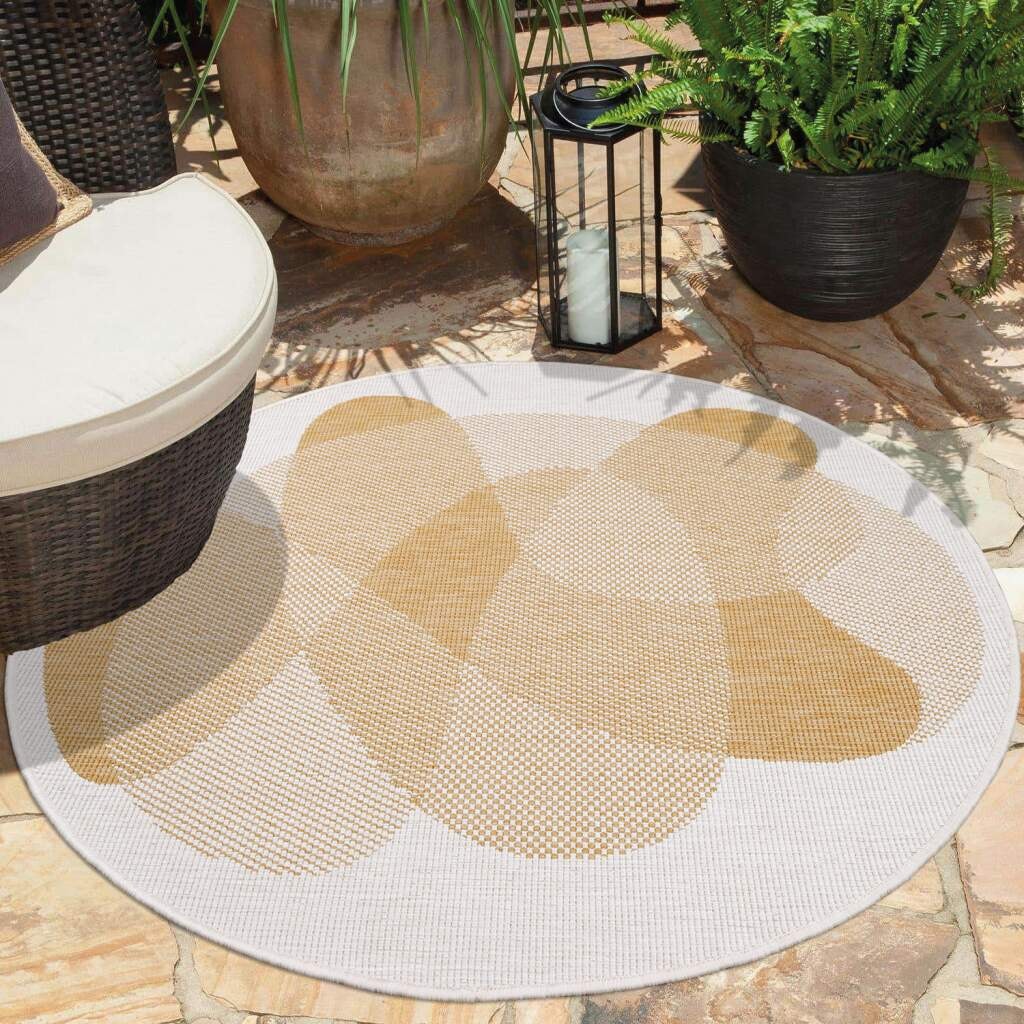 Carpet City Outdoorteppich "DUO RUG 5835", rund, 5 mm Höhe, Wendeteppich Wetterfest In- & Outdoor, Balkon, Terrasse, Woh