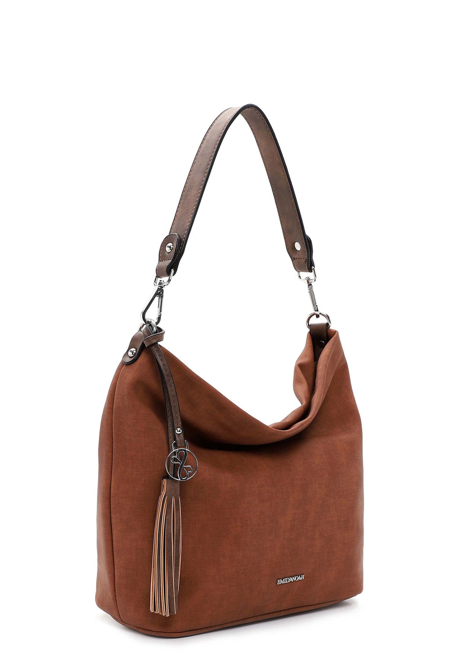 Beuteltasche EMILY & NOAH "Beutel E&N Elke", Damen, Gr. B/H/T: 36cm x 28cm x 14cm 0, braun (cognac 700), Polyurethan, Taschen Beuteltasche 3