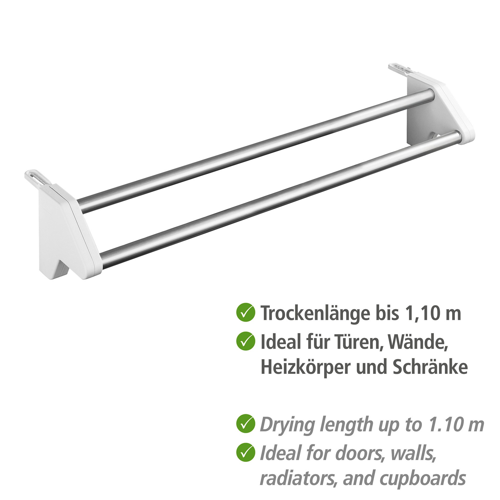 WENKO Heizkörper-Wäschetrockner »Modell Twin«, Wäschehalter zum Einhängen an Türen und Heizkörper