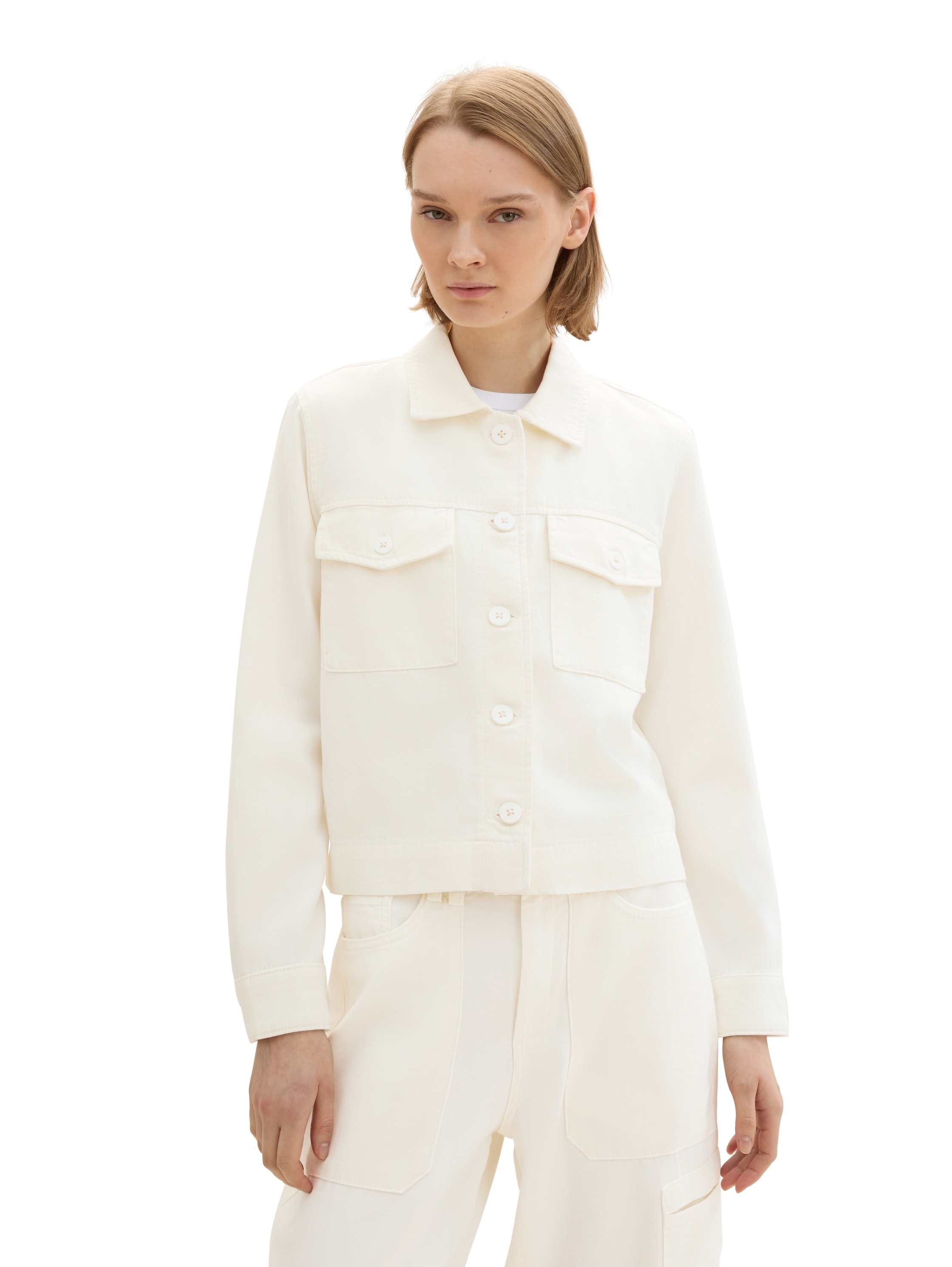 TOM TAILOR Denim Canvasjacke, ohne Kapuze, mit Taschen