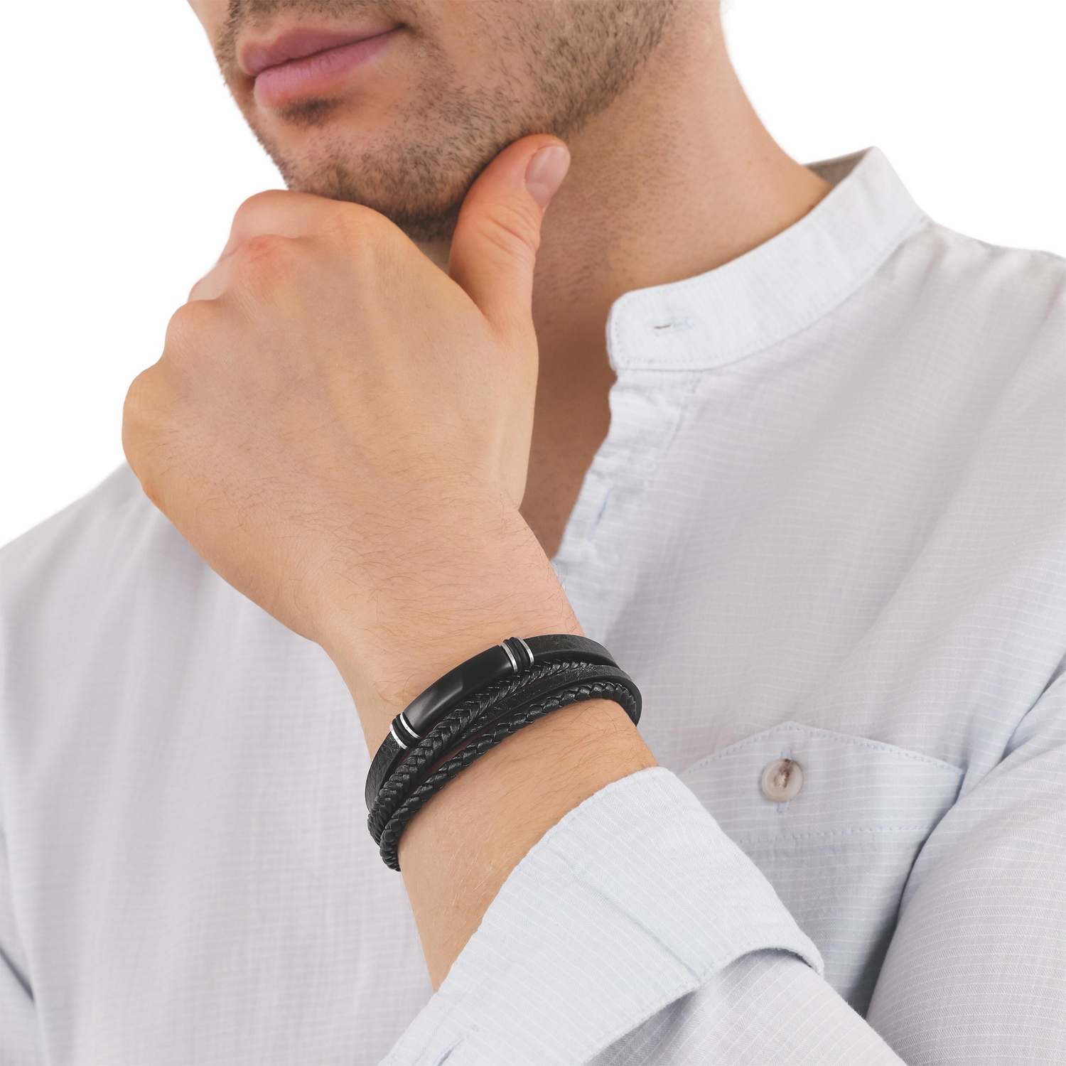 TOM TAILOR Armband »Schmuck Geschenk Edelstahl Leder Kautschuk«