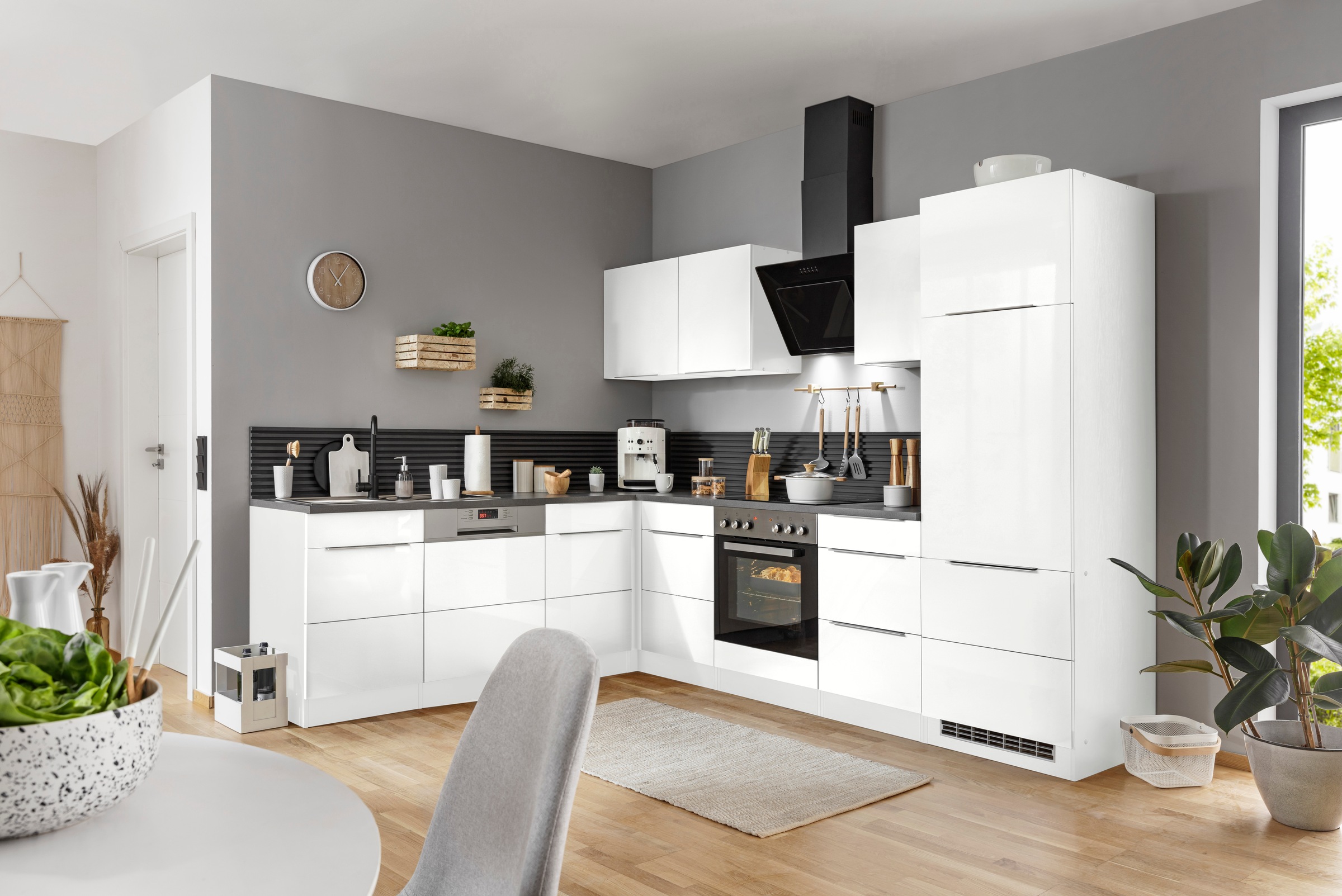 KOCHSTATION Winkelküche »KS-Brindisi«, Stellbreite 220/280 cm, wahlweise mit E-Geräten, mit MDF-Fronten