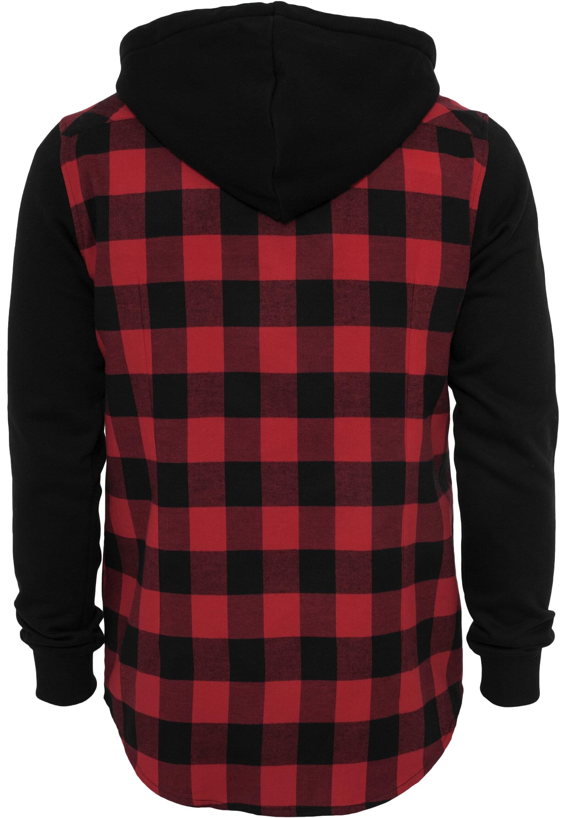 URBAN CLASSICS Langarm-Poloshirt »Urban Classics Herren Hooded Checked Flanell Sweat Sleeve Shirt«, (1 tlg.)