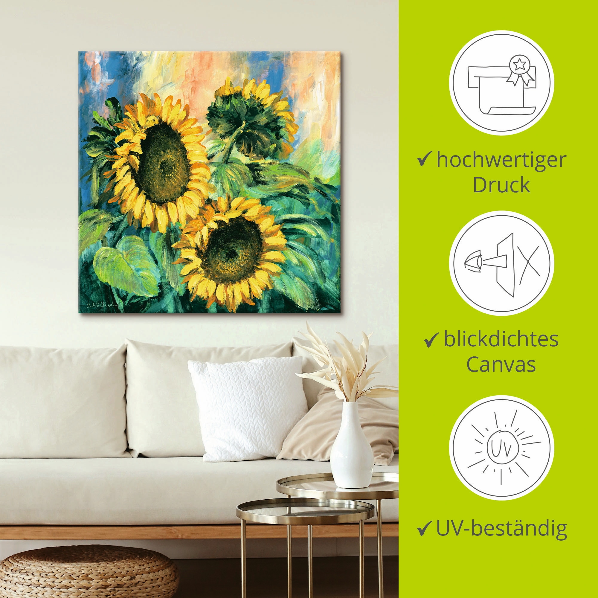 Artland Leinwandbild »Sonnenblumen II«, Blumen, (1 St.), auf Keilrahmen gespannt