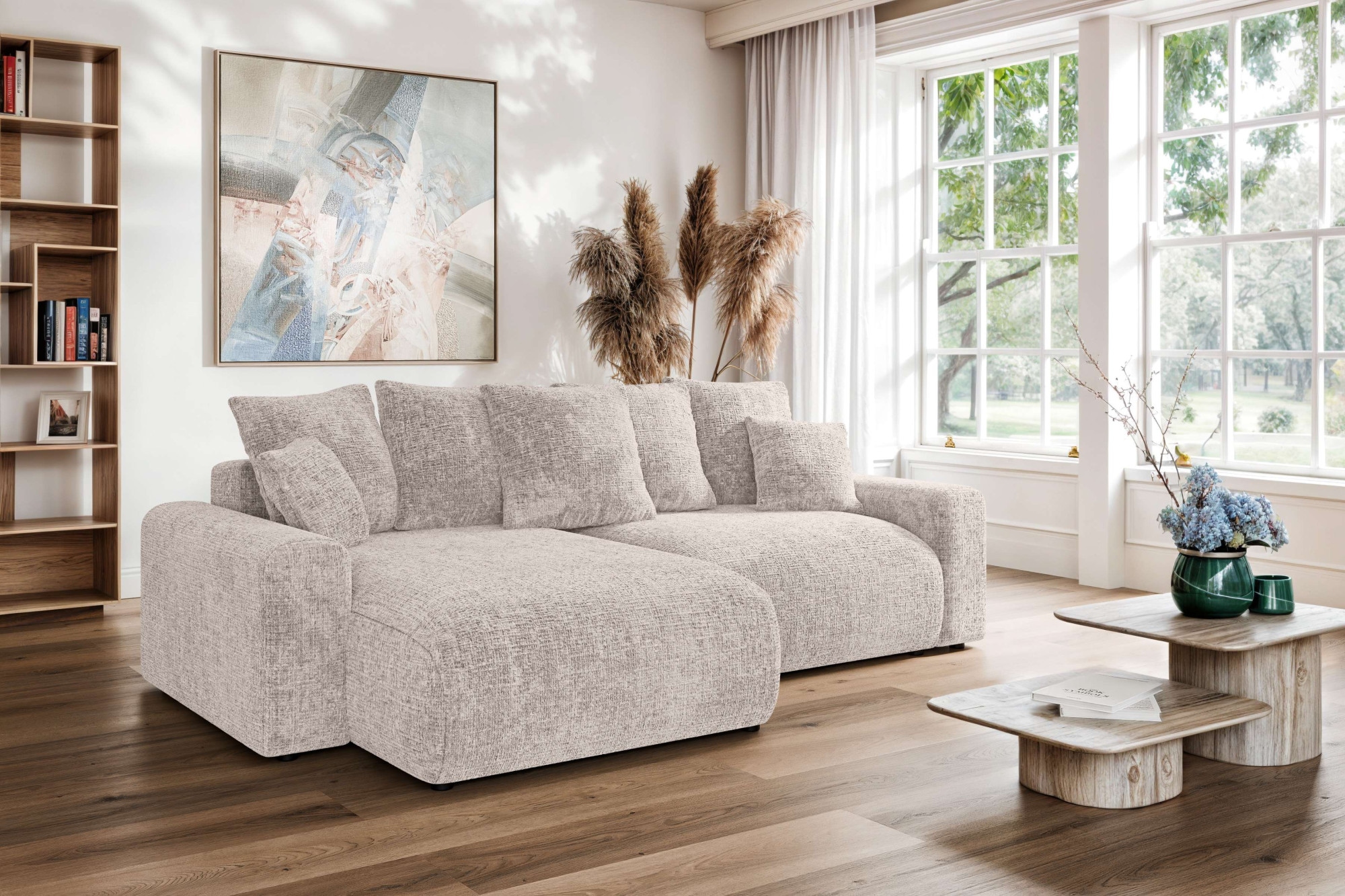 Home affaire Ecksofa »LAKESIDE klein mit Bettfunktion und Bettkasten, B/T/H 235/142/84 cm«, L-Form, Recamiere beidseitig montierbar, mit Wellenunterfederung