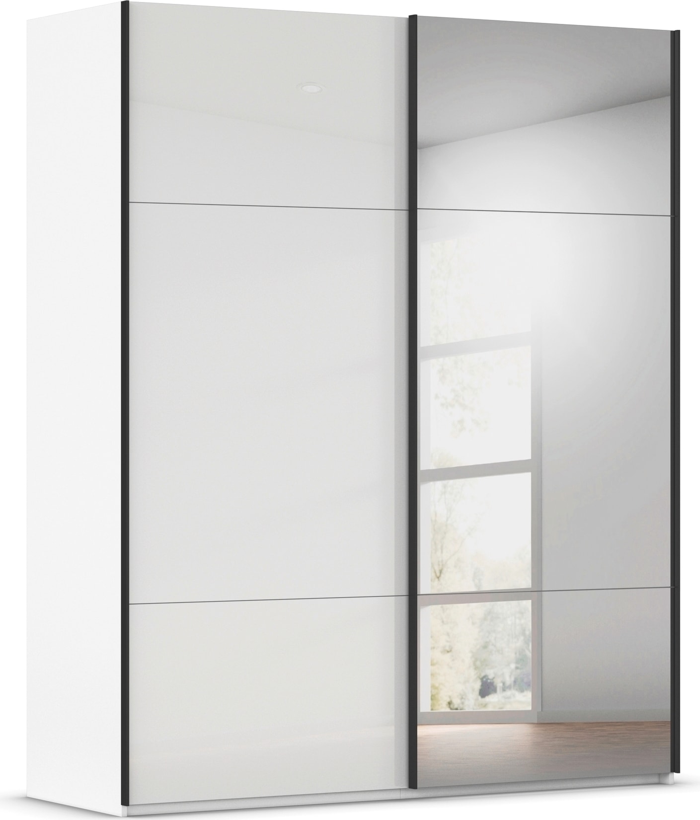 rauch Schwebetürenschrank "Kleiderschrank Schrank Garderobe Schlafzimmerschrank CONTIDO" 3 verschiedene Ausstattungen BASIC/CLASSIC/PREMIUM (inkl. SOFT-CLOSE), aus hochwertigem Material in 6 Breiten 2 Griff-Farben MADE IN GERMANY