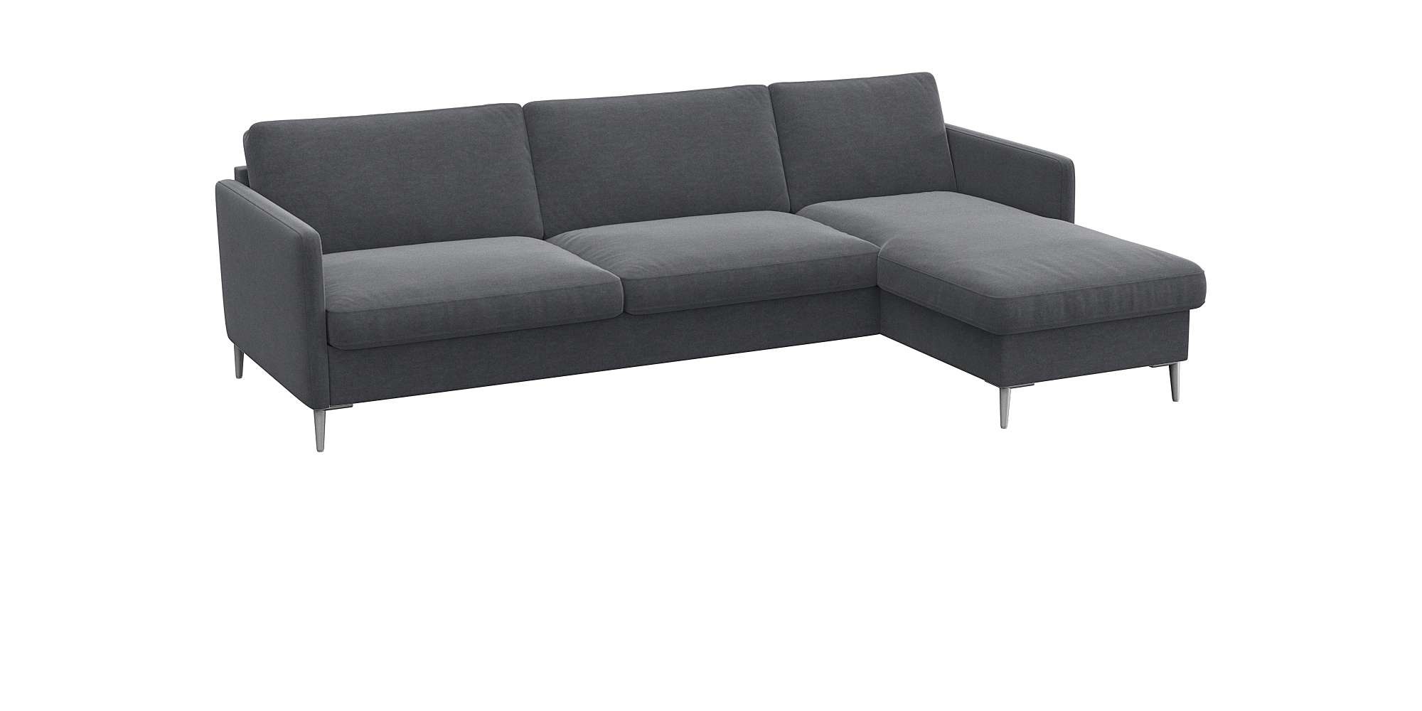FLEXLUX Ecksofa »Fiore, super Sitzkomfort durch Kaltschaum im Sitz, L-Form«, schmale Armlehnen, Füße Alu