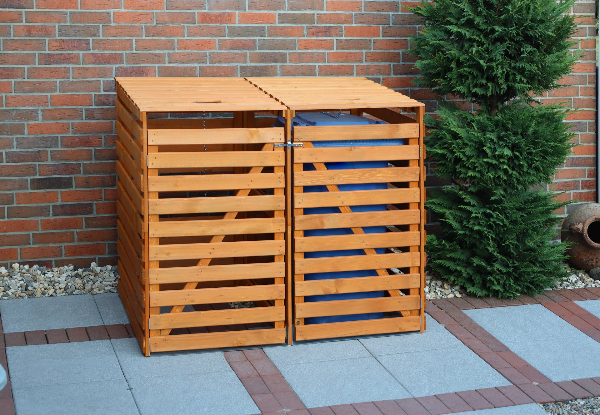 promadino Mülltonnenbox »Vario V«, für 2 x 240 l, braun