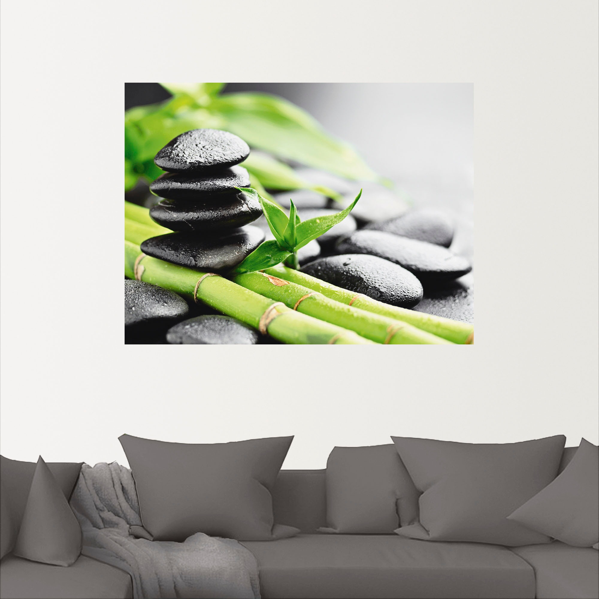 Artland Wandbild »Wachstum - Lavasteine Bambus«, Zen, (1 St.), als Alubild, Outdoorbild, Leinwandbild, Poster, Wandaufkleber