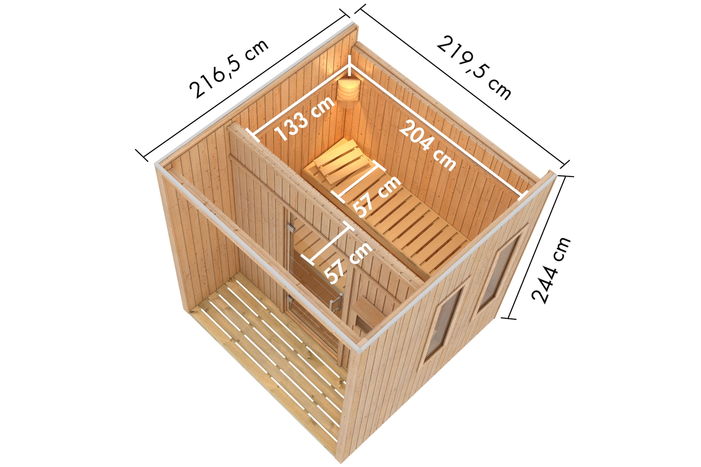 Karibu Saunahaus »"Arcodia" schwarz« aus hochwertiger nordischer Fichte