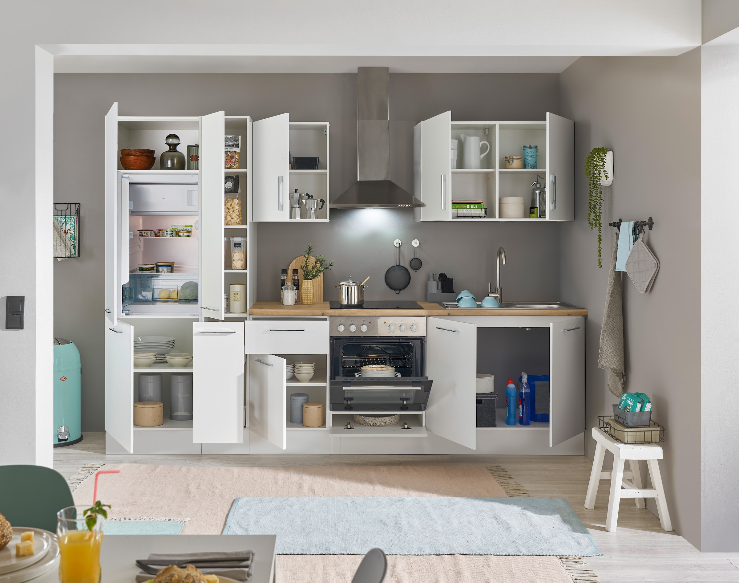 BASIC by Balculina Küchenzeile »Turin«, Breite 300 cm, wahlweise mit E-Geräten