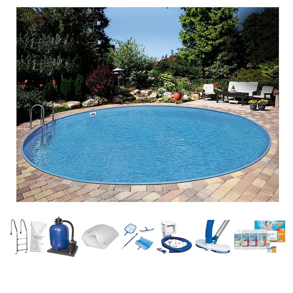 Clear Pool Rundpool »Premium Ibiza«, (Set, 9 tlg.), inkl. umfangreichem Zubehör ø500x150 cm