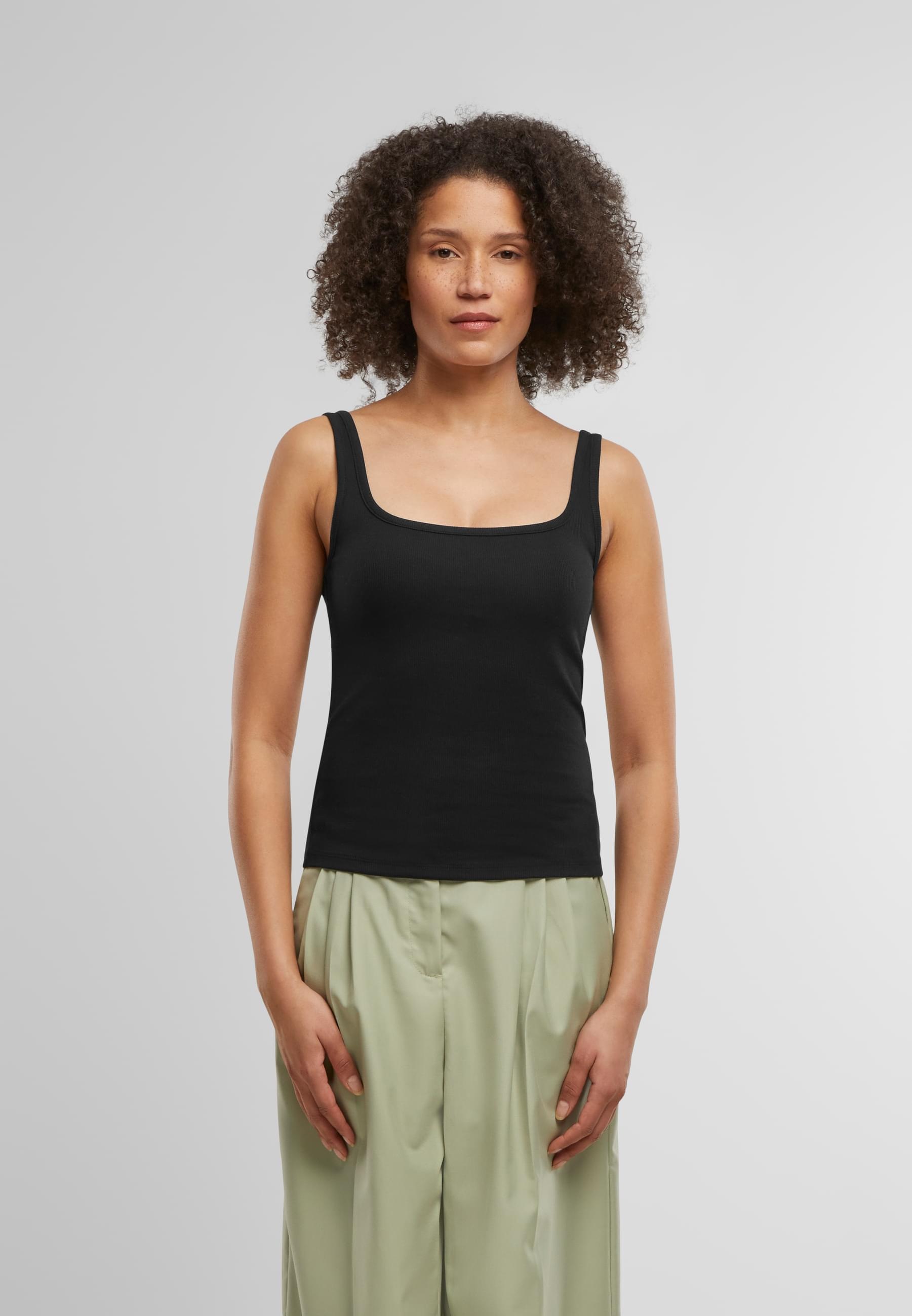 URBAN CLASSICS Muskelshirt »Urban Classics Ladies Wide Neck Rib Top 2-Pack«, (1 tlg.)