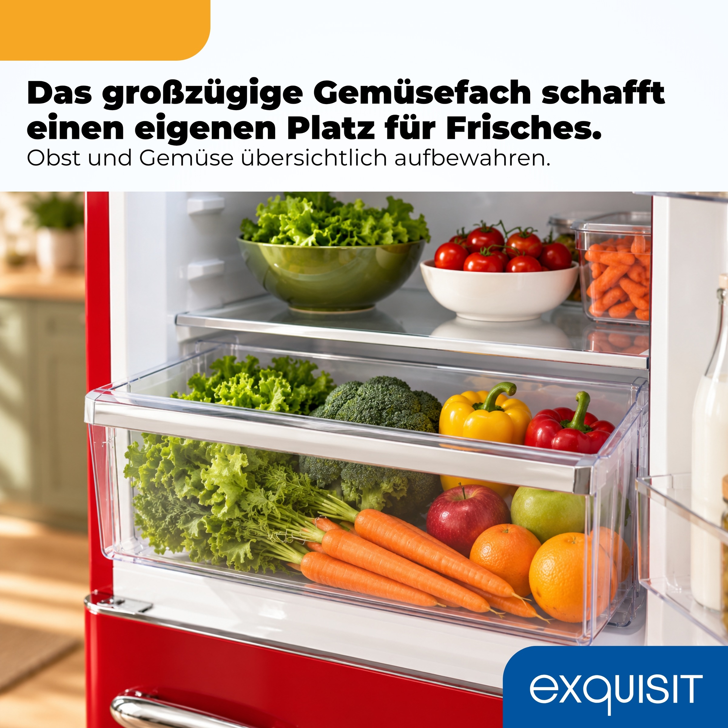 exquisit Kühl-/Gefrierkombination »RKGC250-70-H-160C rot« 183 cm hoch 54,5 cm breit Retro-Design mit 4-Sterne-Gefrierfach & flexiblen Glasablagen