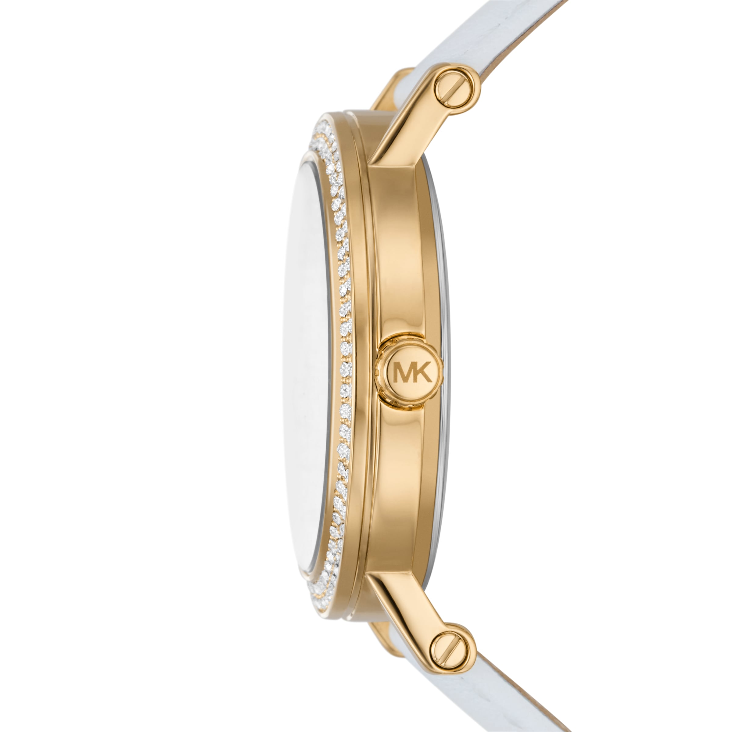 MICHAEL KORS Quarzuhr »COREY« Armbanduhr, Damenuhr, Lederarmband, analog, Glassteine