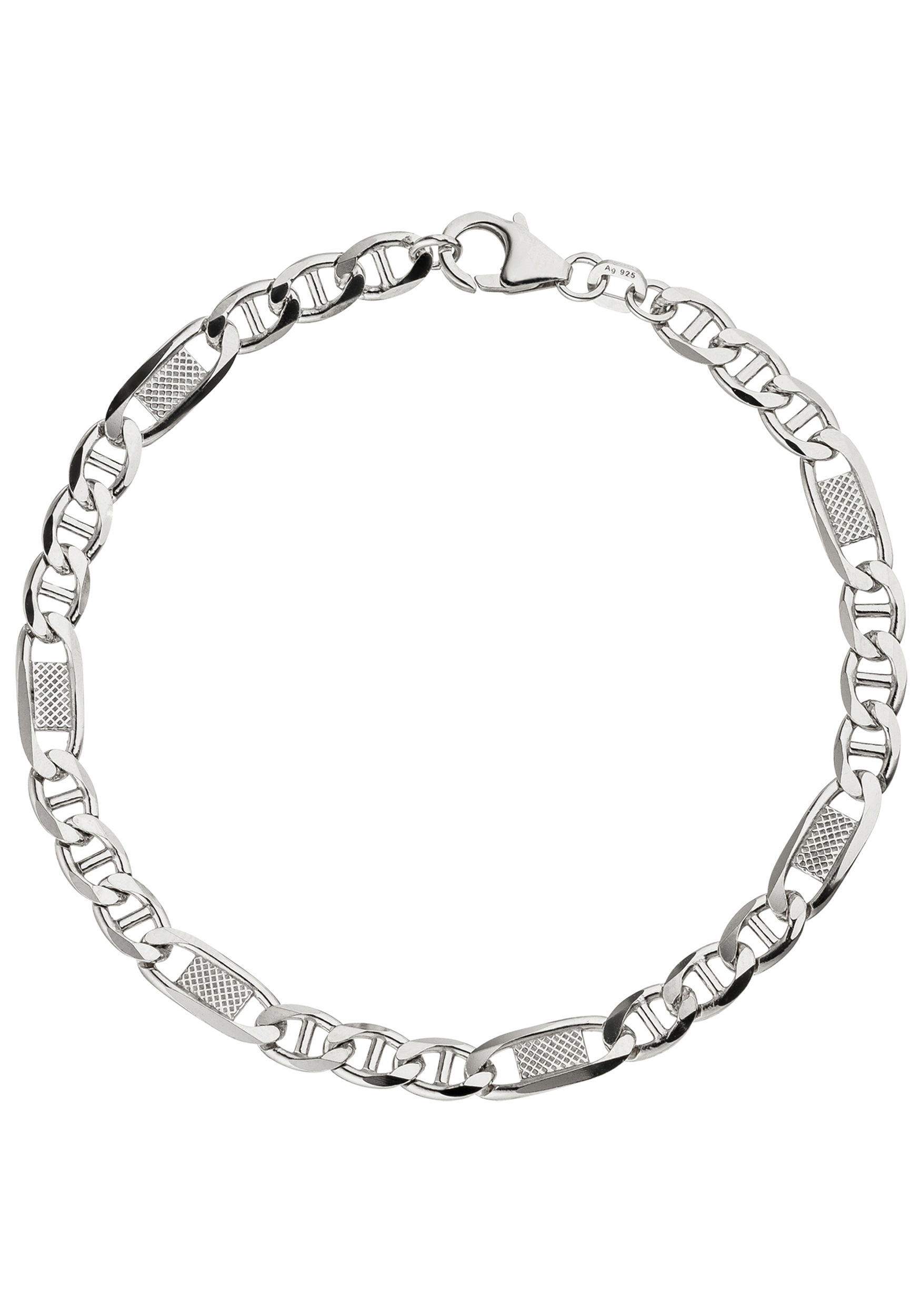 JOBO Silberarmband, Panzer-Steg-Armband 925 Silber 19 cm