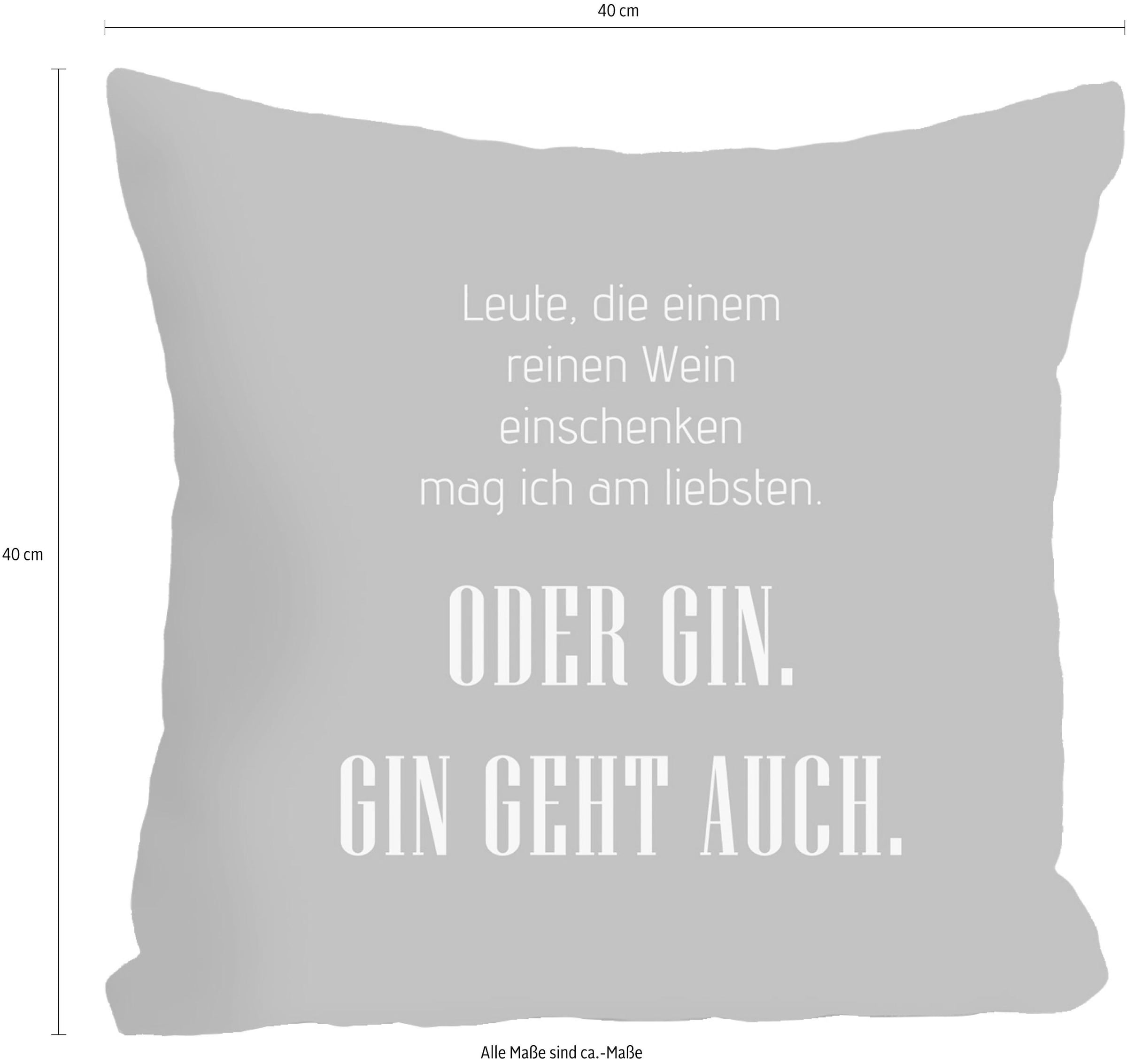 queence Dekokissen »Wein & Gin«, mit Schriftzug, Kissenhülle ohne Füllung, 1 Stück