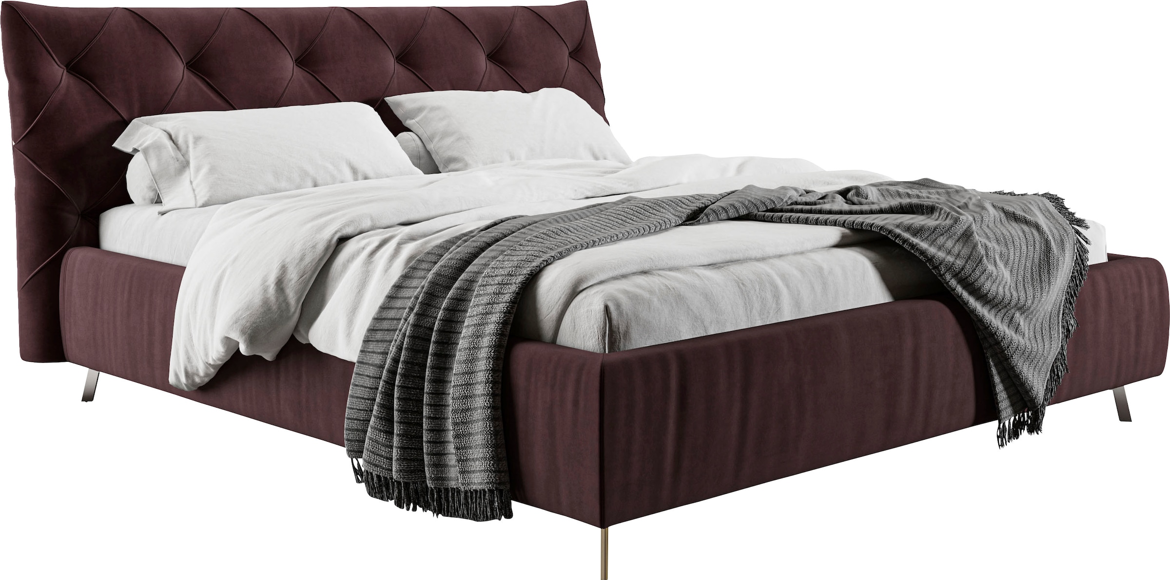 Home affaire Polsterbett "Elloree in 4 Breiten bis 200cm, auch in Leder" Kopfteilhöhe 105cm, belastbar bis 280 kg, auch in Überlänge 220cm