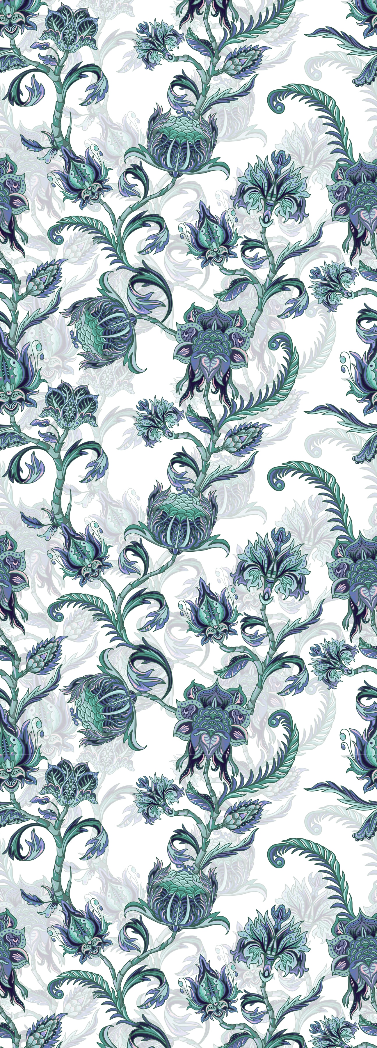 queence Vinyltapete "Jade" Motiv bedruckt botanisch floral gemustert natürlich glatt 90x250cm, selbstklebend, kinderleichte Anbringung, Sticker
