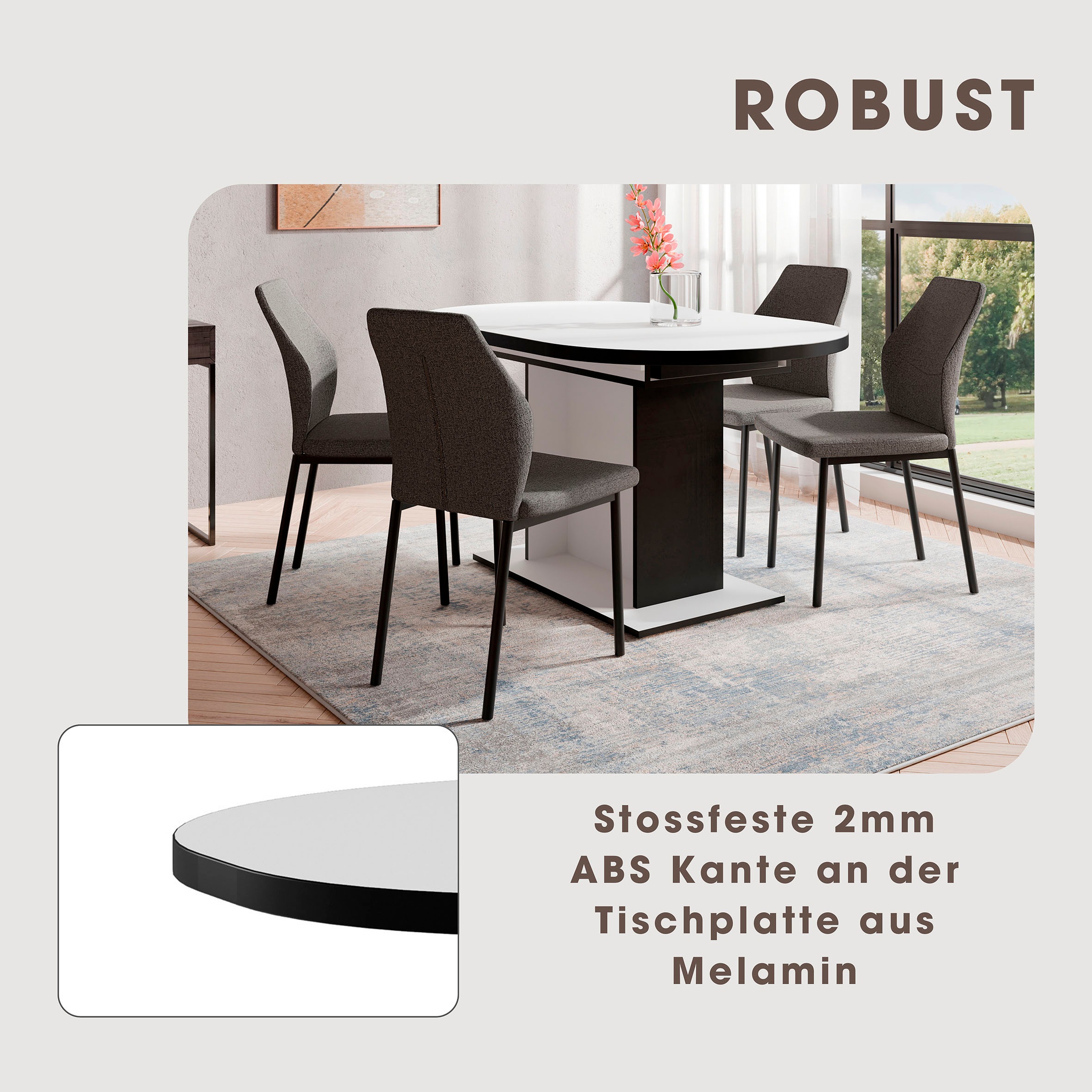 Thumbnail - OTTO home Essgruppe "Basel, Tischgruppe mit 4 Stühlen, Esstisch ausziehbar 140 - 180 cm" Set, Ottos DAUERTIEFPREIS, 5 St...