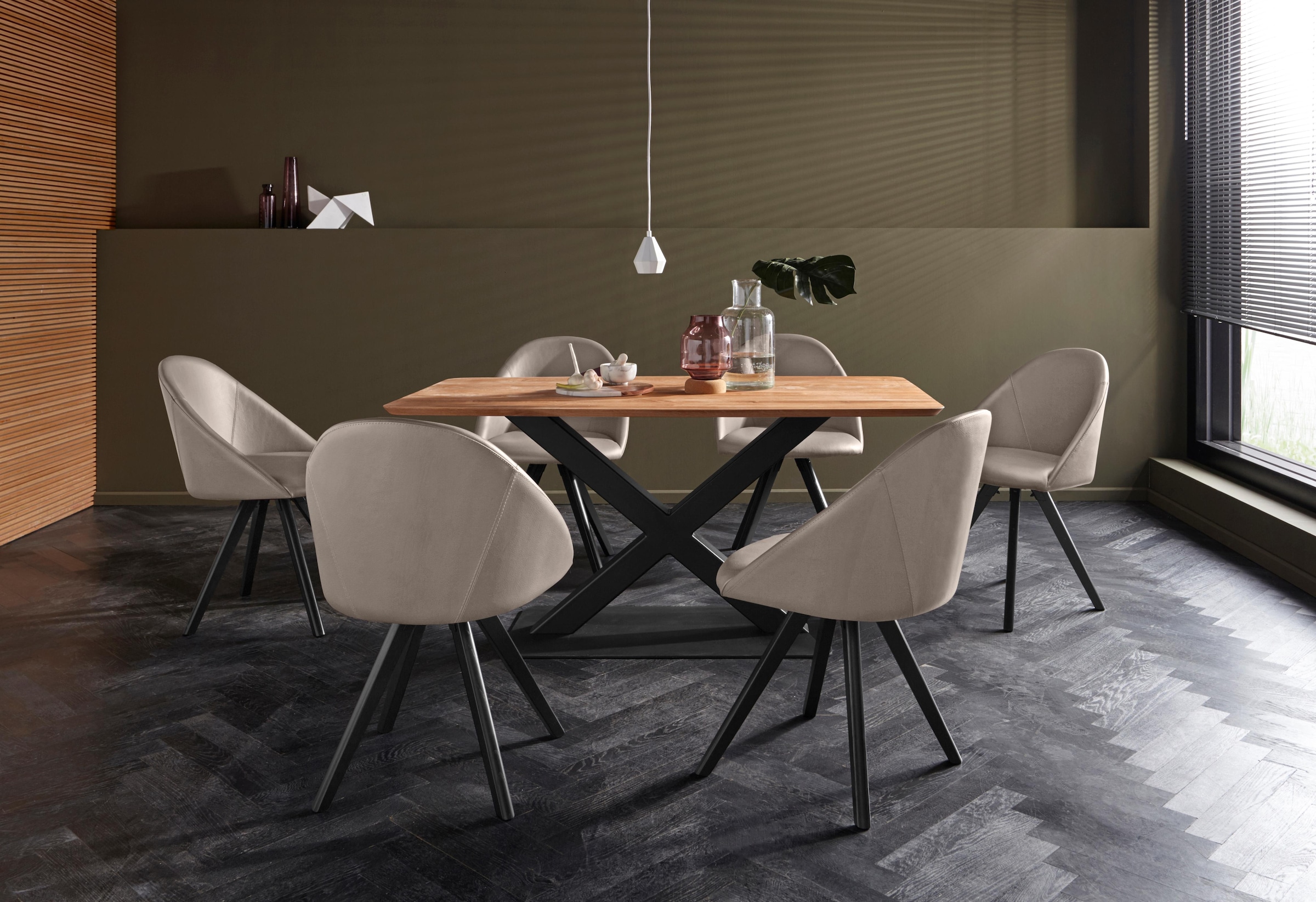 Home affaire 4-Fußstuhl "Lotos" (Set) 2 Stk.Bezug aus Echtleder und Gestell günstig online kaufen