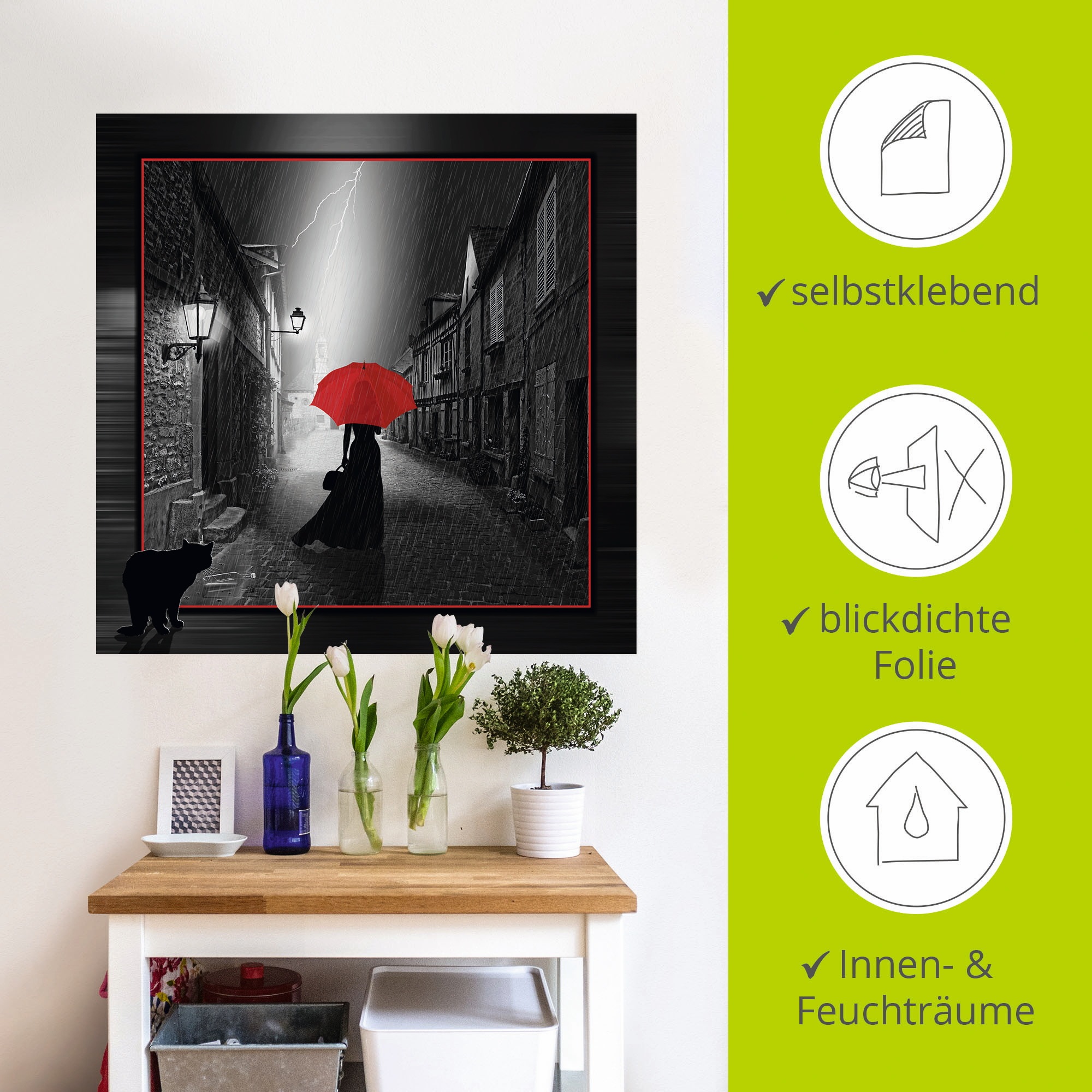 Artland Wandbild »Die Frau mit dem roten Schirm 2«, Frau, (1 St.), als Leinwandbild, Poster, Wandaufkleber in verschied. Größen