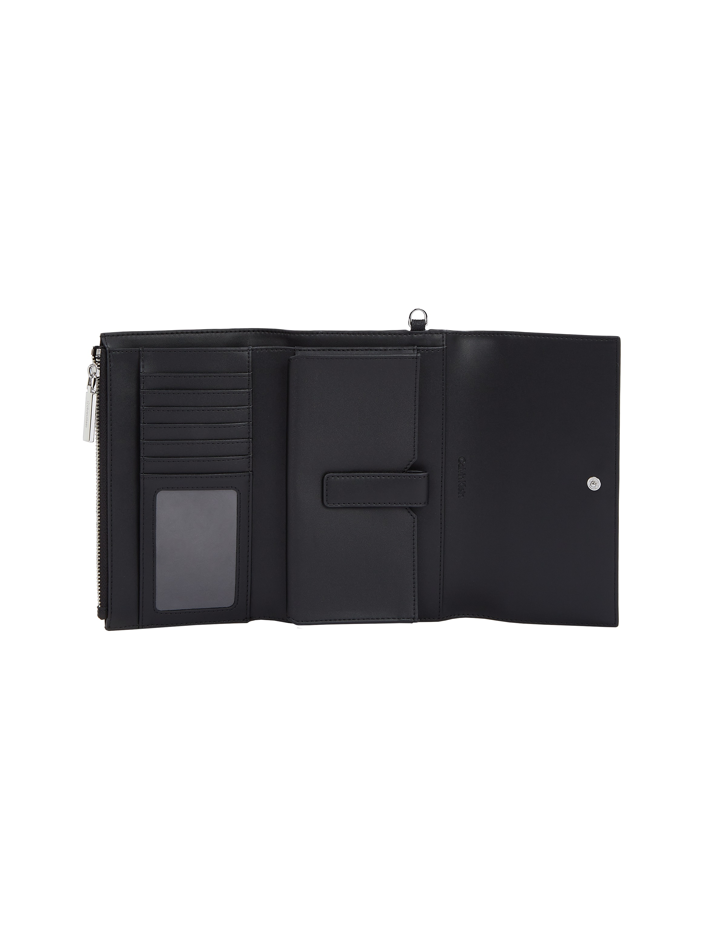 Calvin Klein Geldbörse »CK MUST XL TRIFOLD W/WRISTEL_MN«, Geldbeutel, Damen-Portemonnaie, mit CK-Musterung