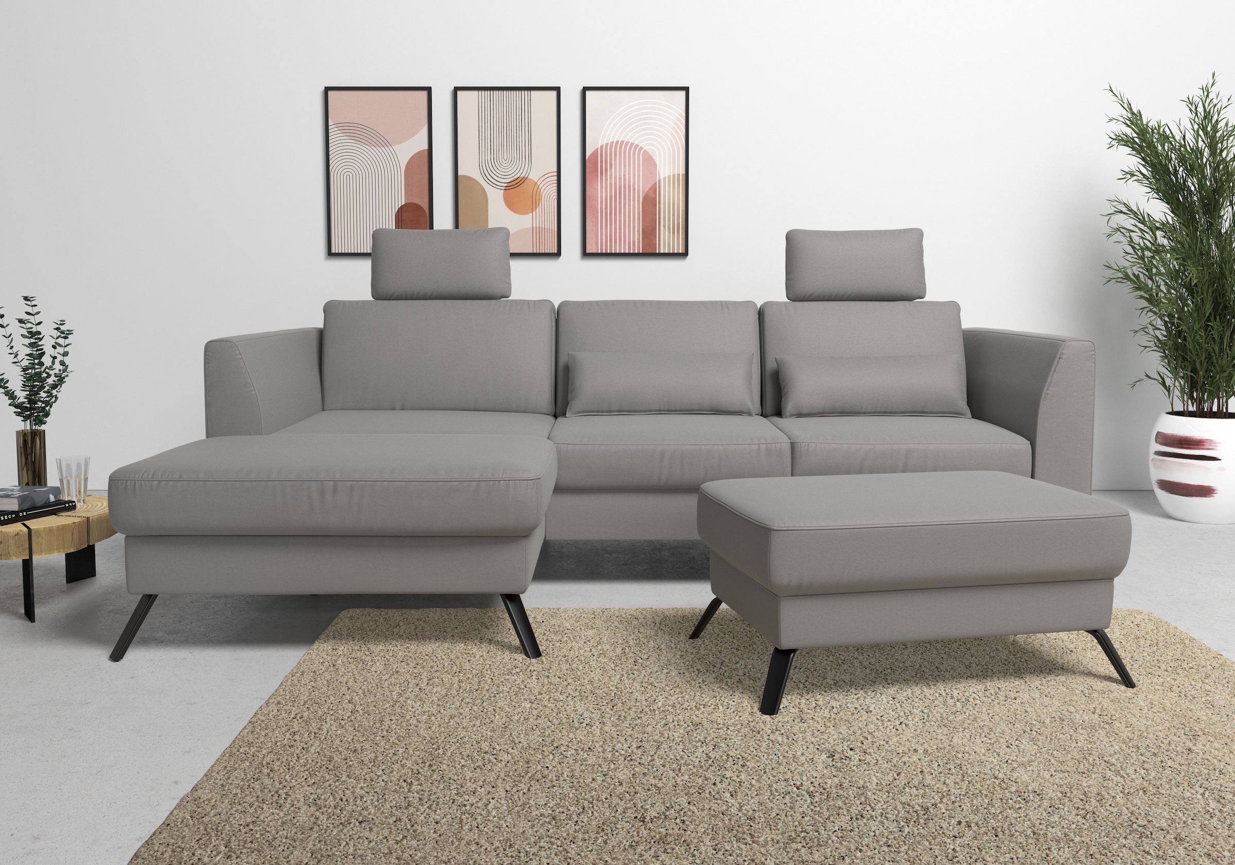 sit&more Ecksofa "Olsen L-Form" inklusive Sitztiefenverstellung, optional Schlaffunktion, 15cm hoch