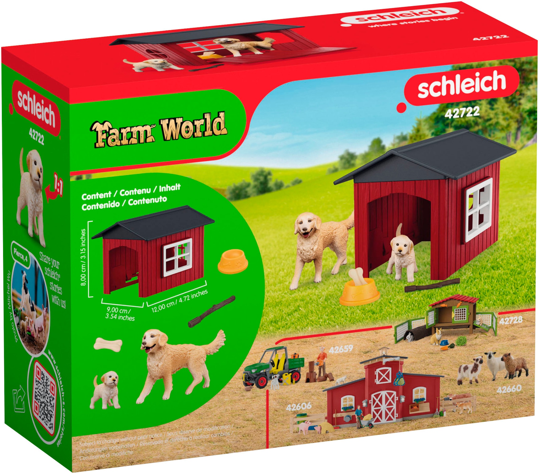 Schleich® Spielwelt »FARM WORLD, Hundehütte mit Goldenretrievern (42722)«