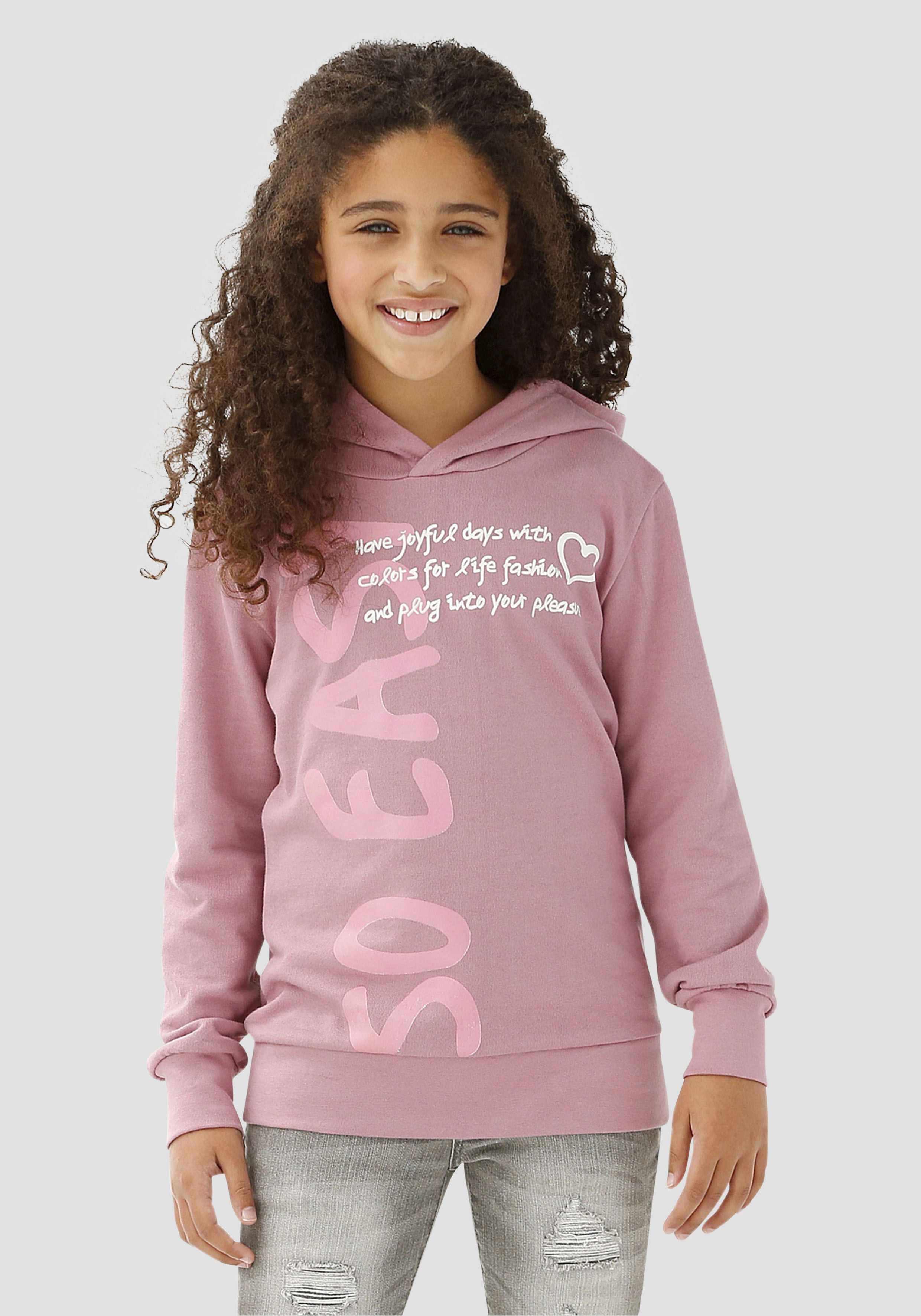 KIDSWORLD Kapuzenshirt "SO EASY - Print" Langarm, Basic-Passform, mit modischen Drucken