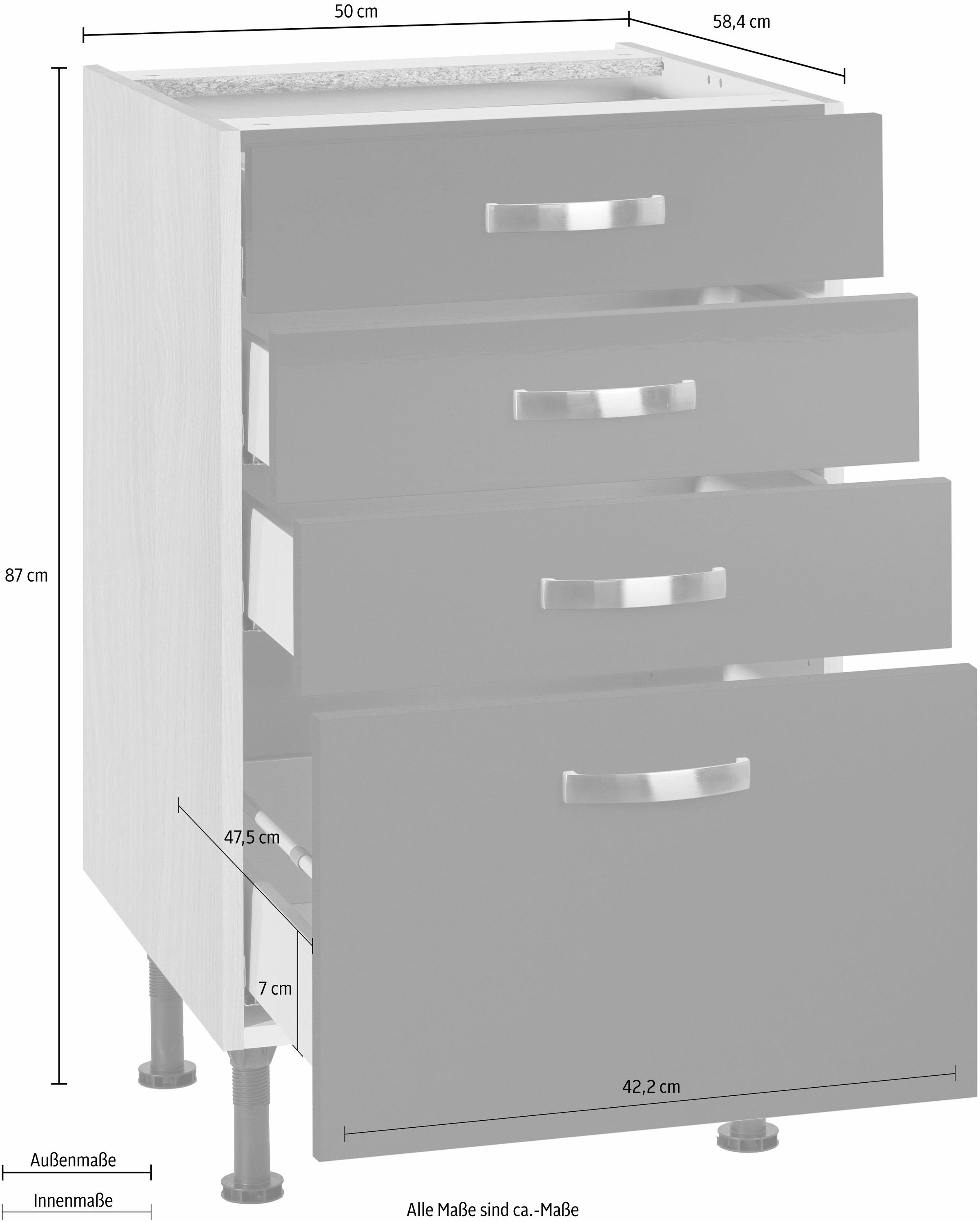 KOCHSTATION Unterschrank »KS-Cara«, Breite 50 cm, mit Vollauszügen und Soft-Close-Funktion