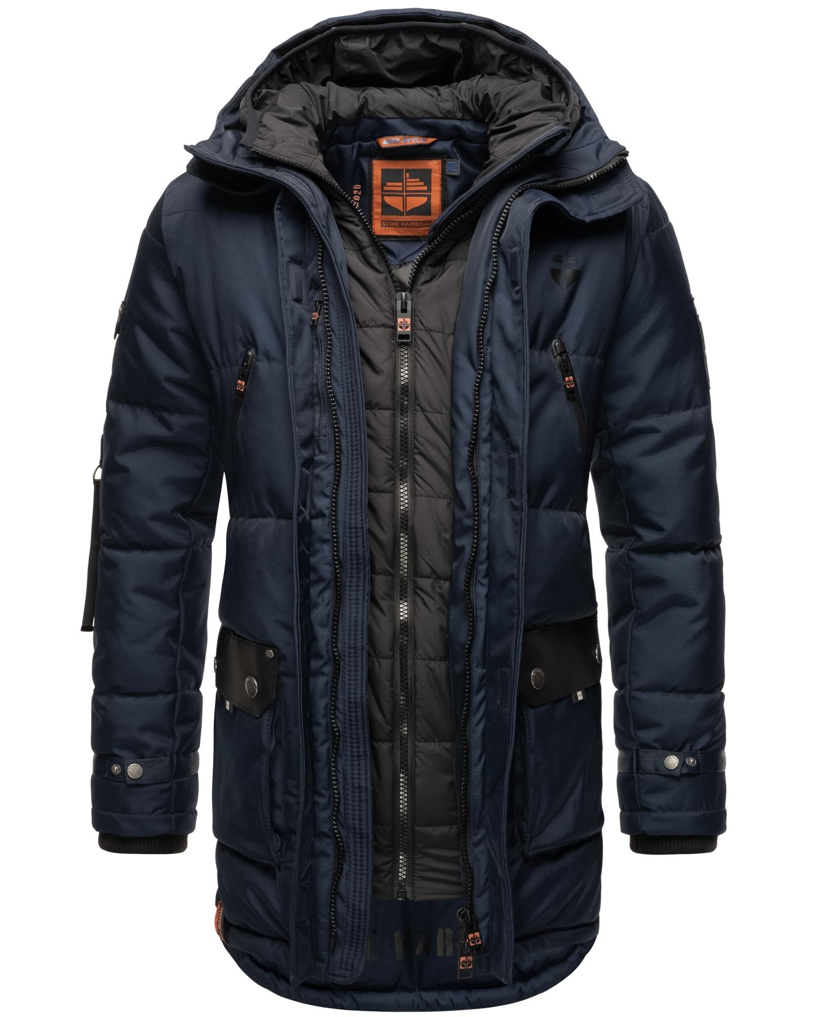 Stone Harbour Winterjacke »Tahaa«, mit Kapuze, Warm gefütterter Herren Wintermantel mit doppelter Kapuze