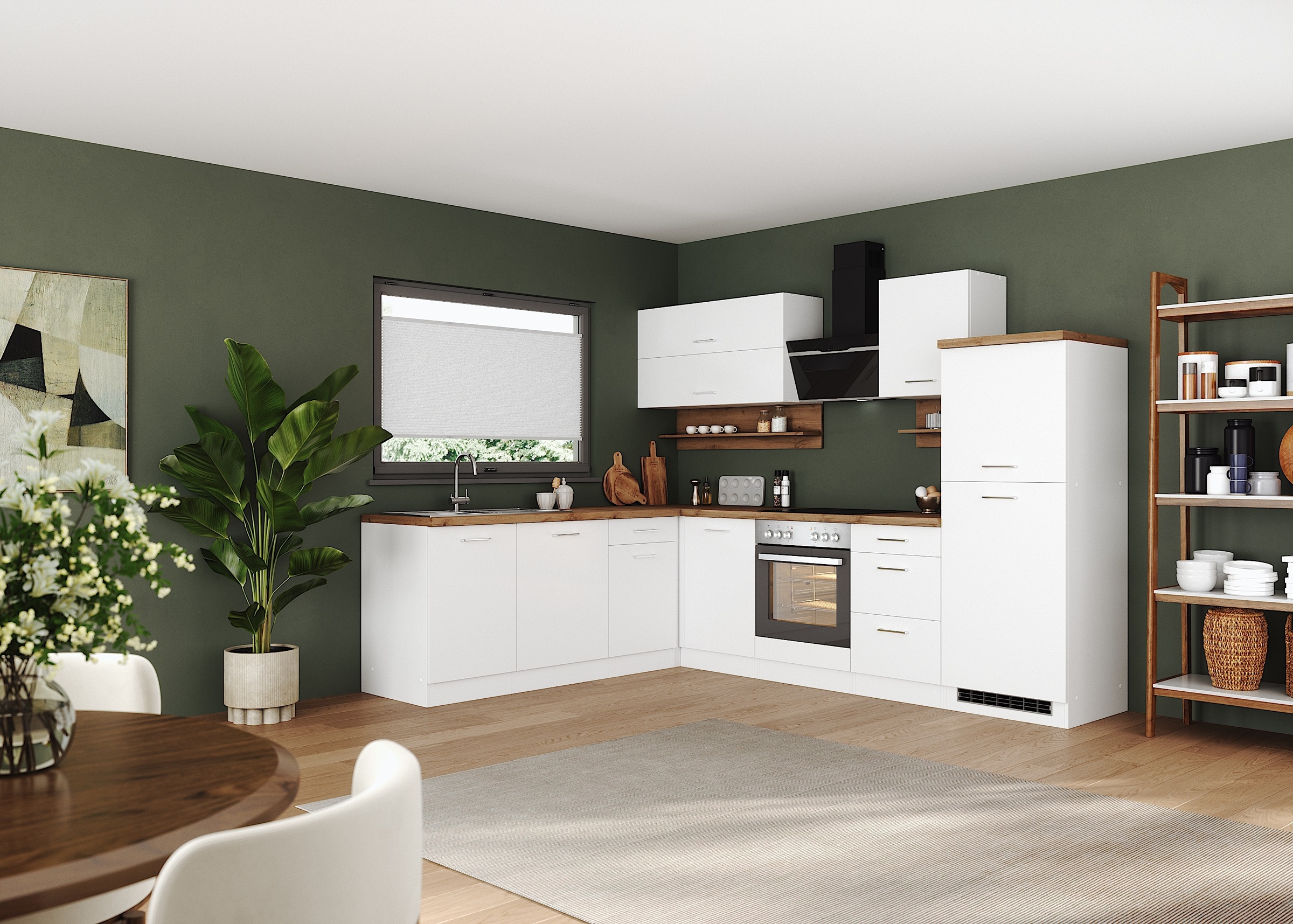 KOCHSTATION Winkelküche "KS-Milan" Stellbreite 280/220 cm, viel Stauraum, w günstig online kaufen