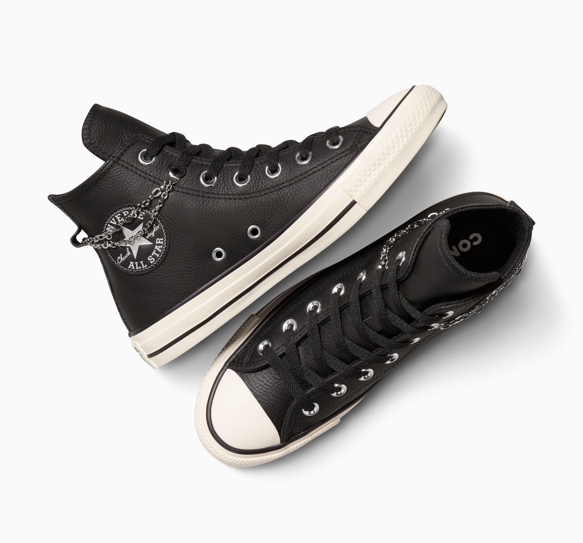 Sneaker CONVERSE "CHUCK TAYLOR ALL STAR", Damen, Gr. 36, schwarz, silber, egret, Leder, Schuhe Sneaker 3