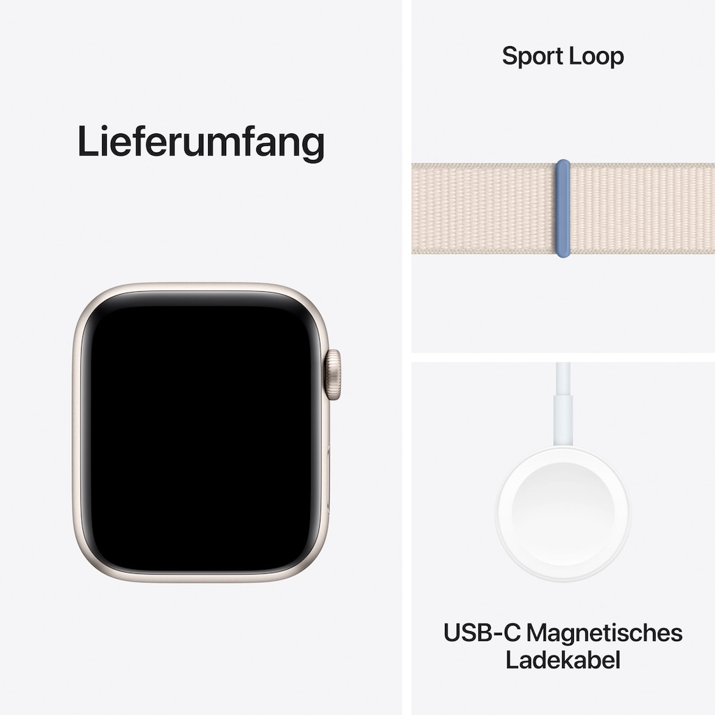 Apple Smartwatch »Watch SE GPS 44 mm Aluminium One-Size«, (Watch OS 10)