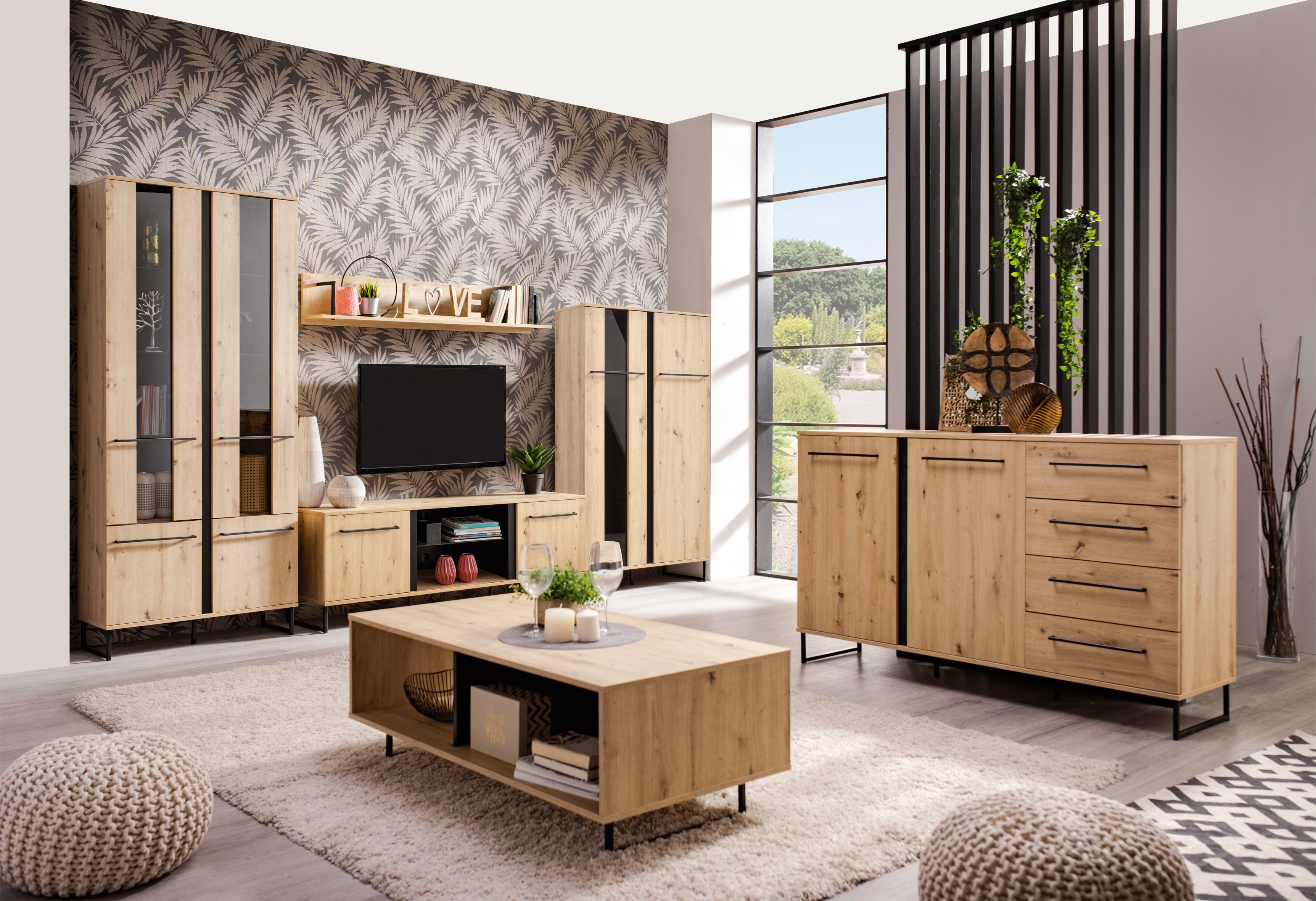 Home affaire Highboard "Sardinia" Vitrine, Breite 84cm