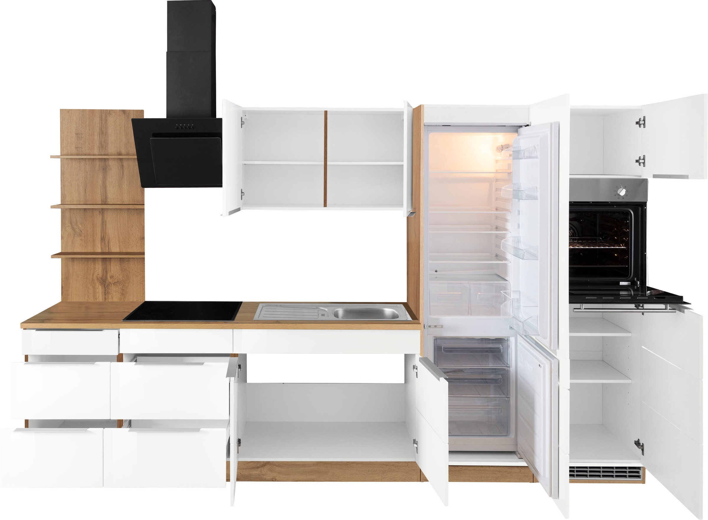Kochstation Küchenzeile »KS-Brindisi«, mit E-Geräten, Breite 330 cm