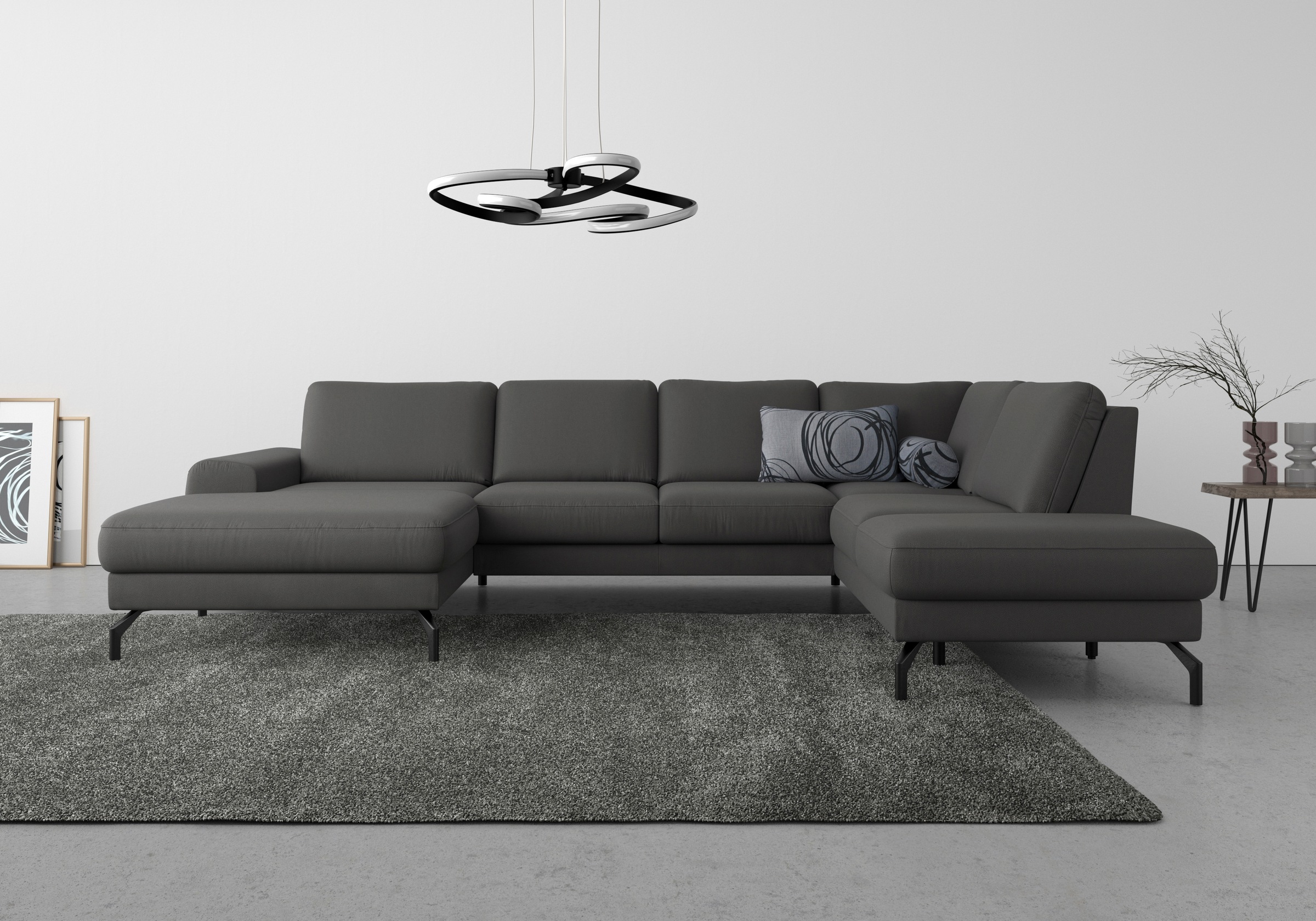 sit&more Wohnlandschaft »Cinturo U-Form«, inklusive Sitztiefenverstellung und Federkern, Sitzhöhe 48 cm